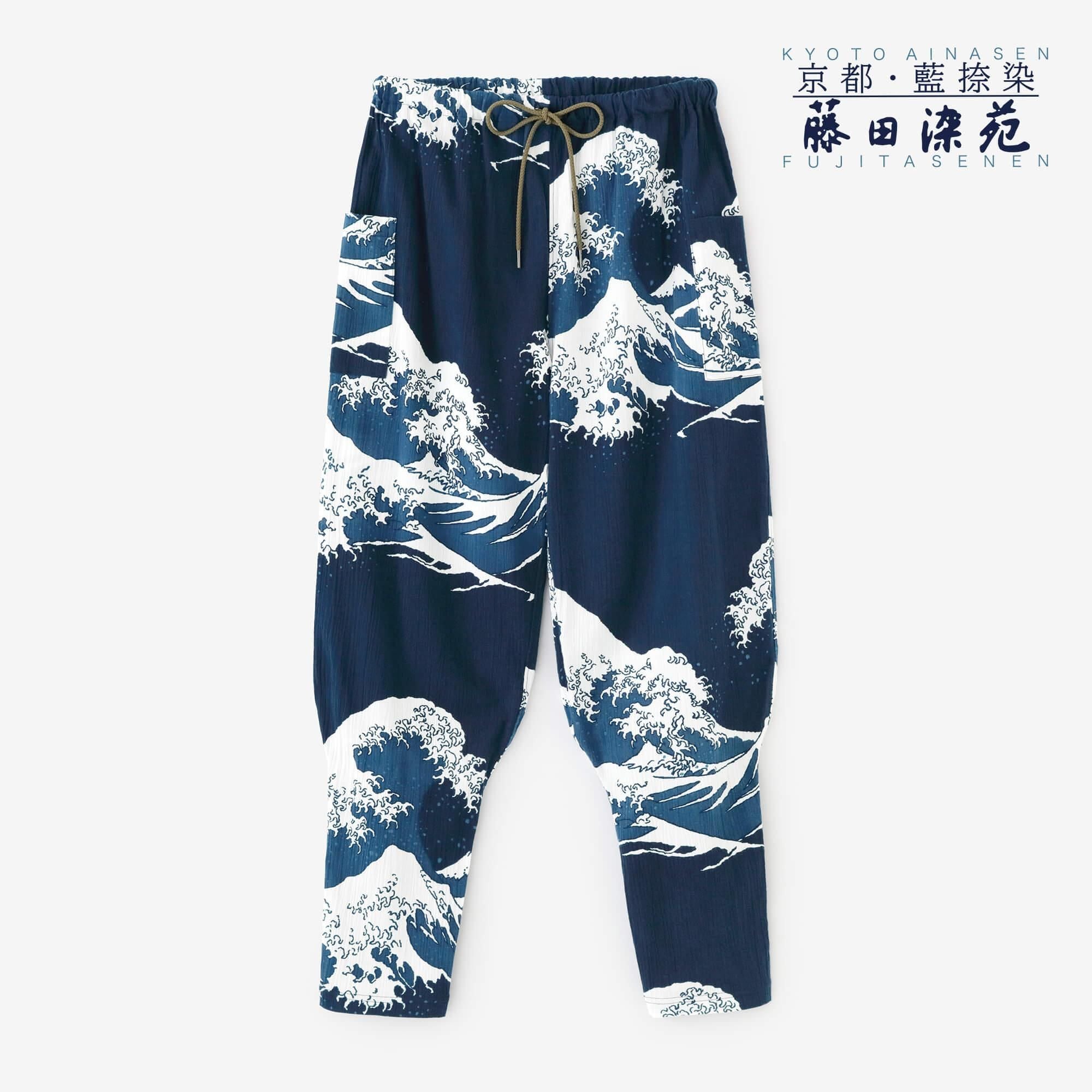 高島縮 20/20 藍捺染（あいなせん） 裁付（たっつけ）えんゆう穿き／