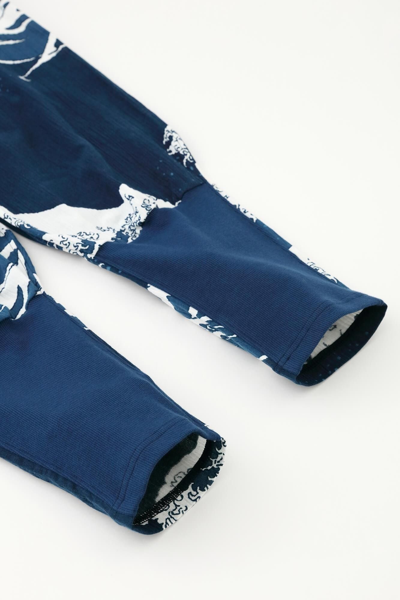 高島縮棉 20/20 藍捺染 哈倫褲/北齋 神奈川沖浪裏 再現