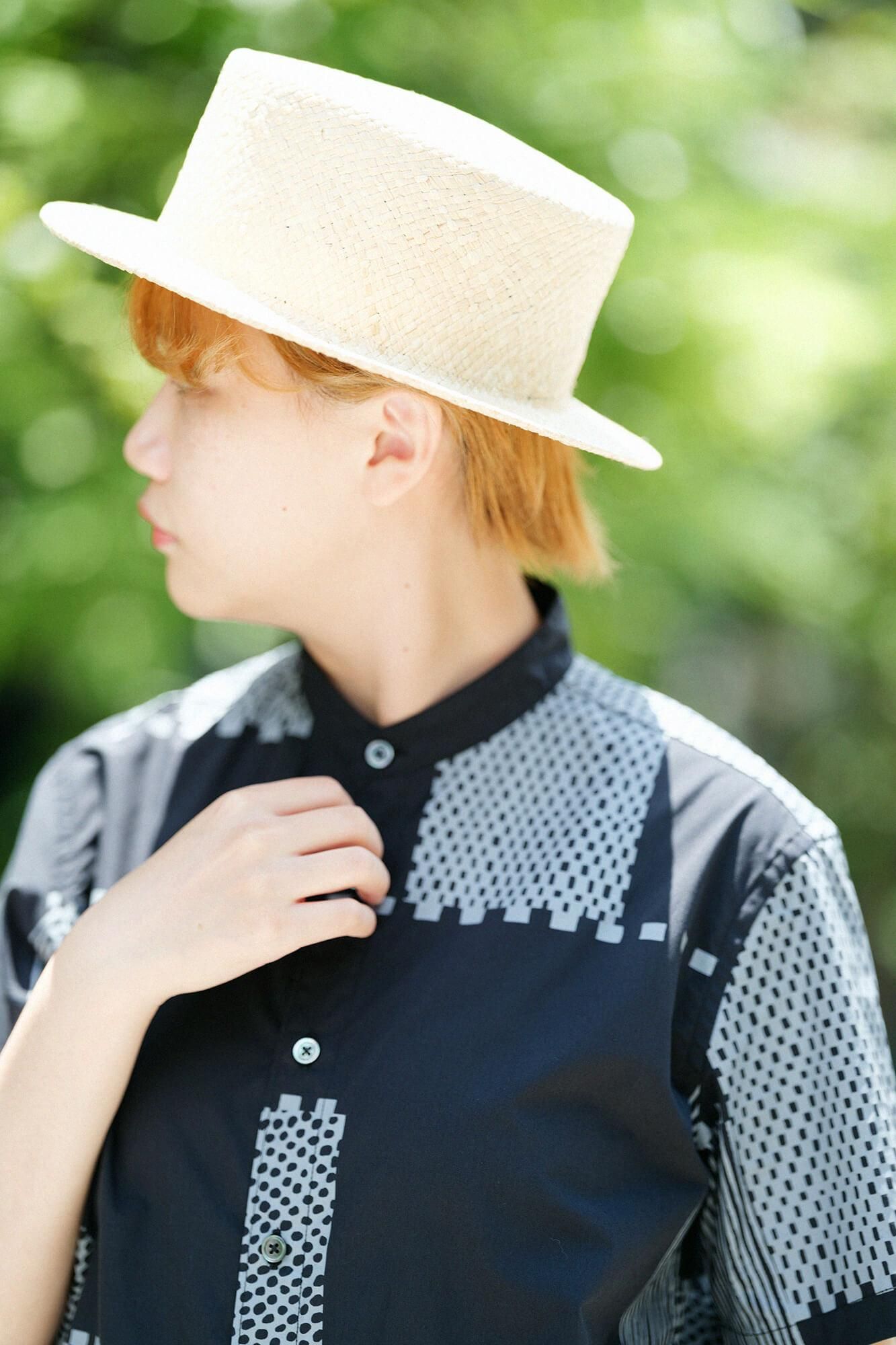 【net限定30%OFF】スタンドカラー半袖シャツ SP/間ぬき(まぬき) 黒紺(くろこん)