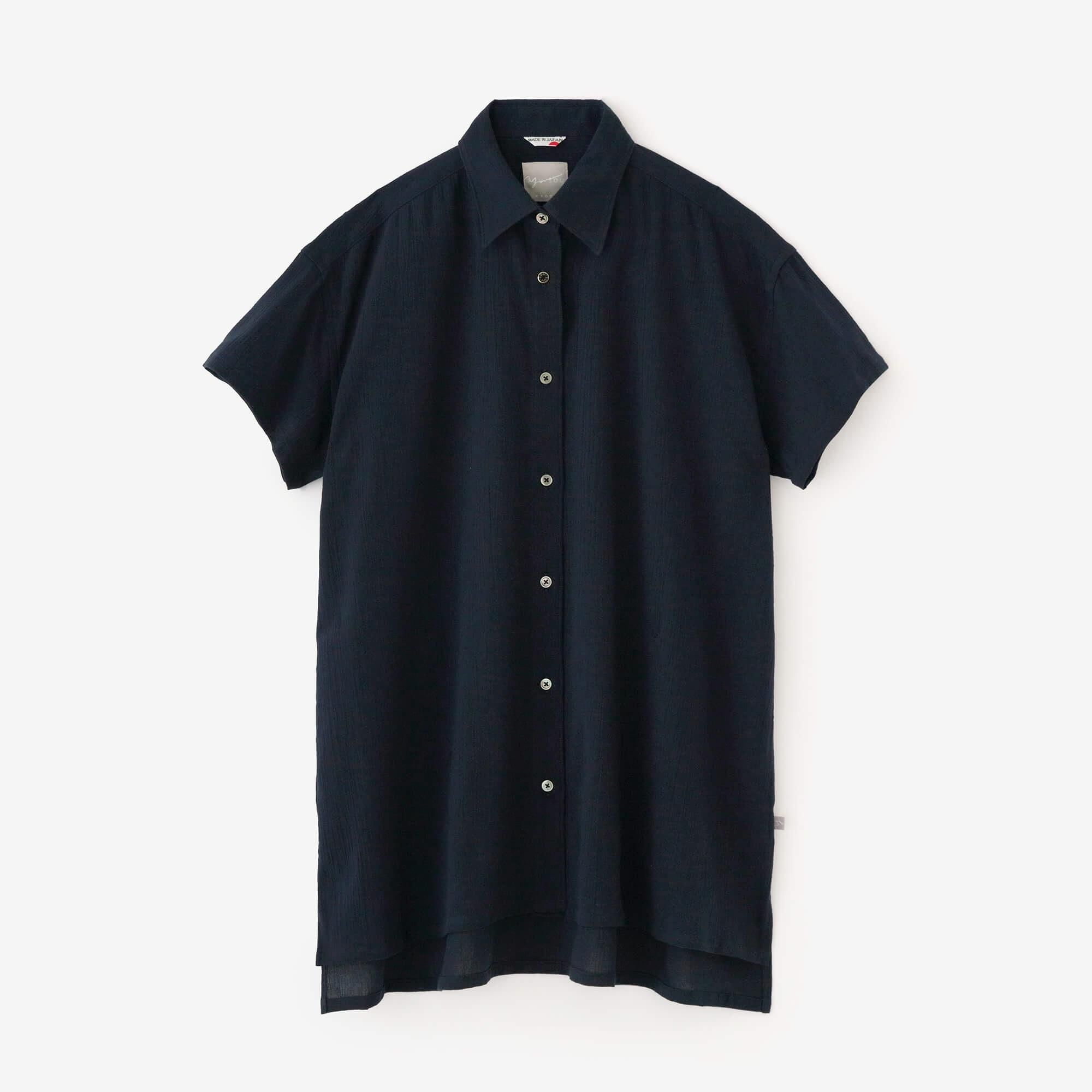 Chizimi Cotton 20/20 Gran Tunic Short Sleeve Shirt / Dark Blue