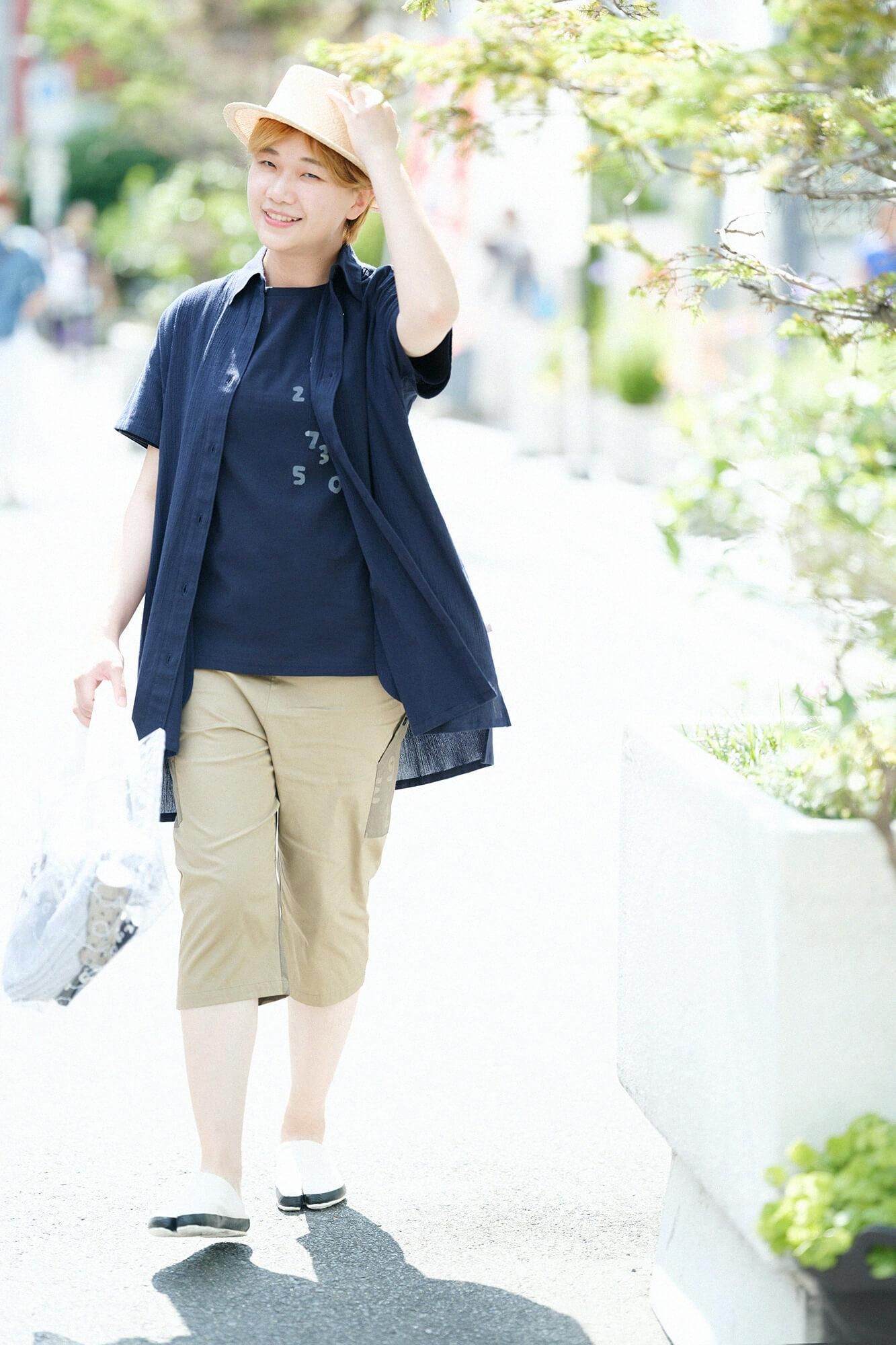 Chizimi Cotton 20/20 Gran Tunic Short Sleeve Shirt / Dark Blue