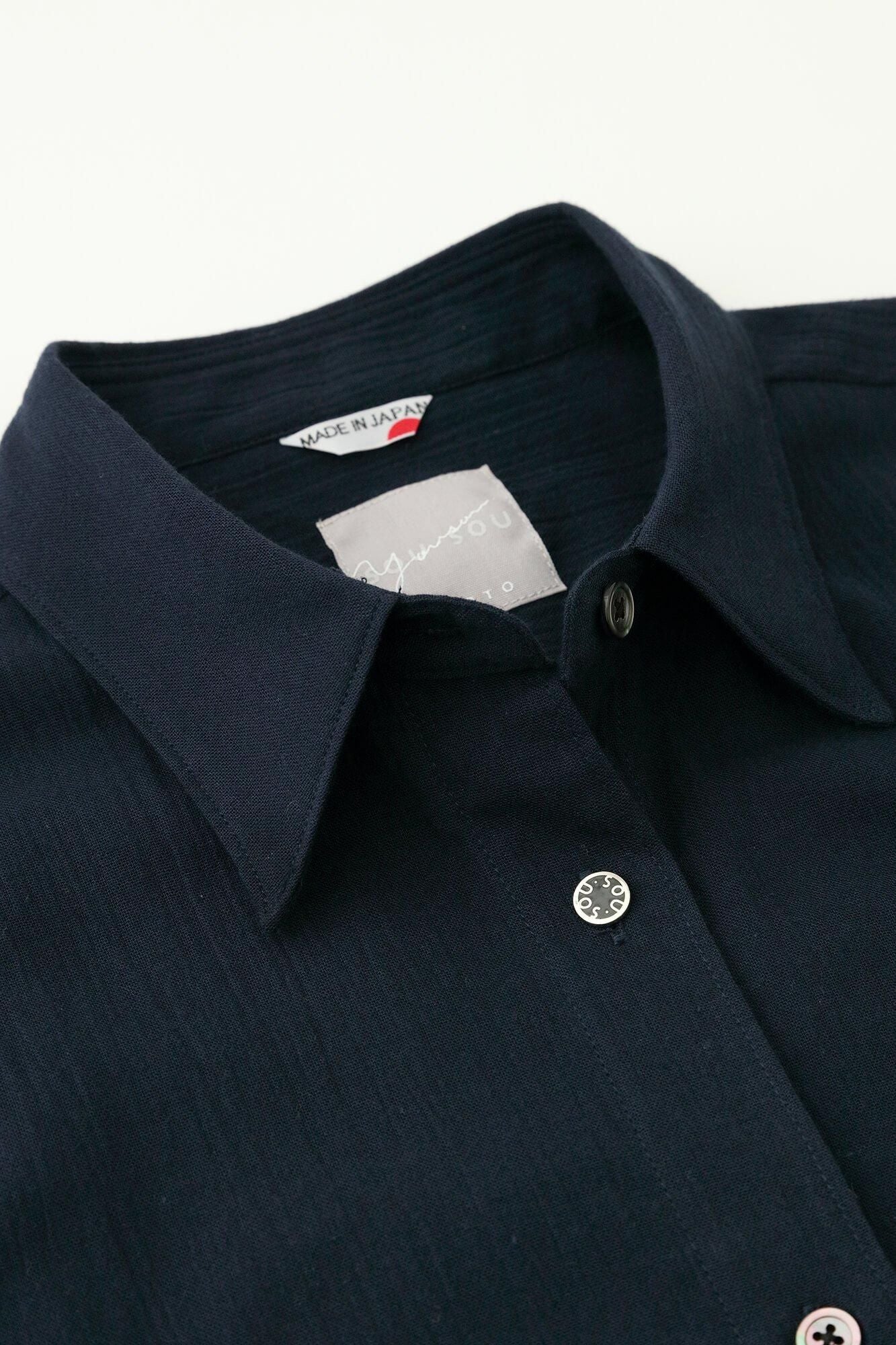 Chizimi Cotton 20/20 Gran Tunic Short Sleeve Shirt / Dark Blue