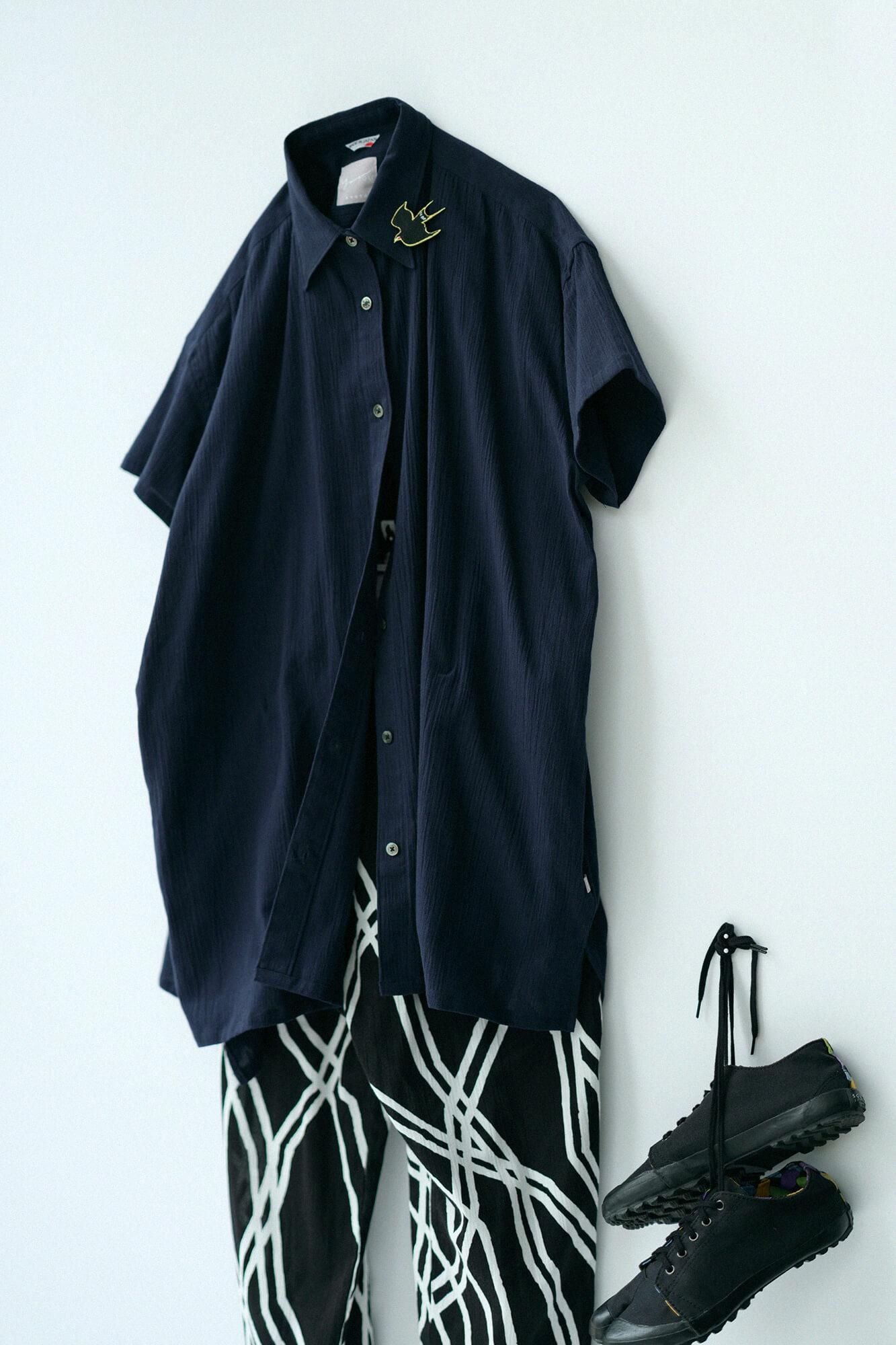 Chizimi Cotton 20/20 Gran Tunic Short Sleeve Shirt / Dark Blue