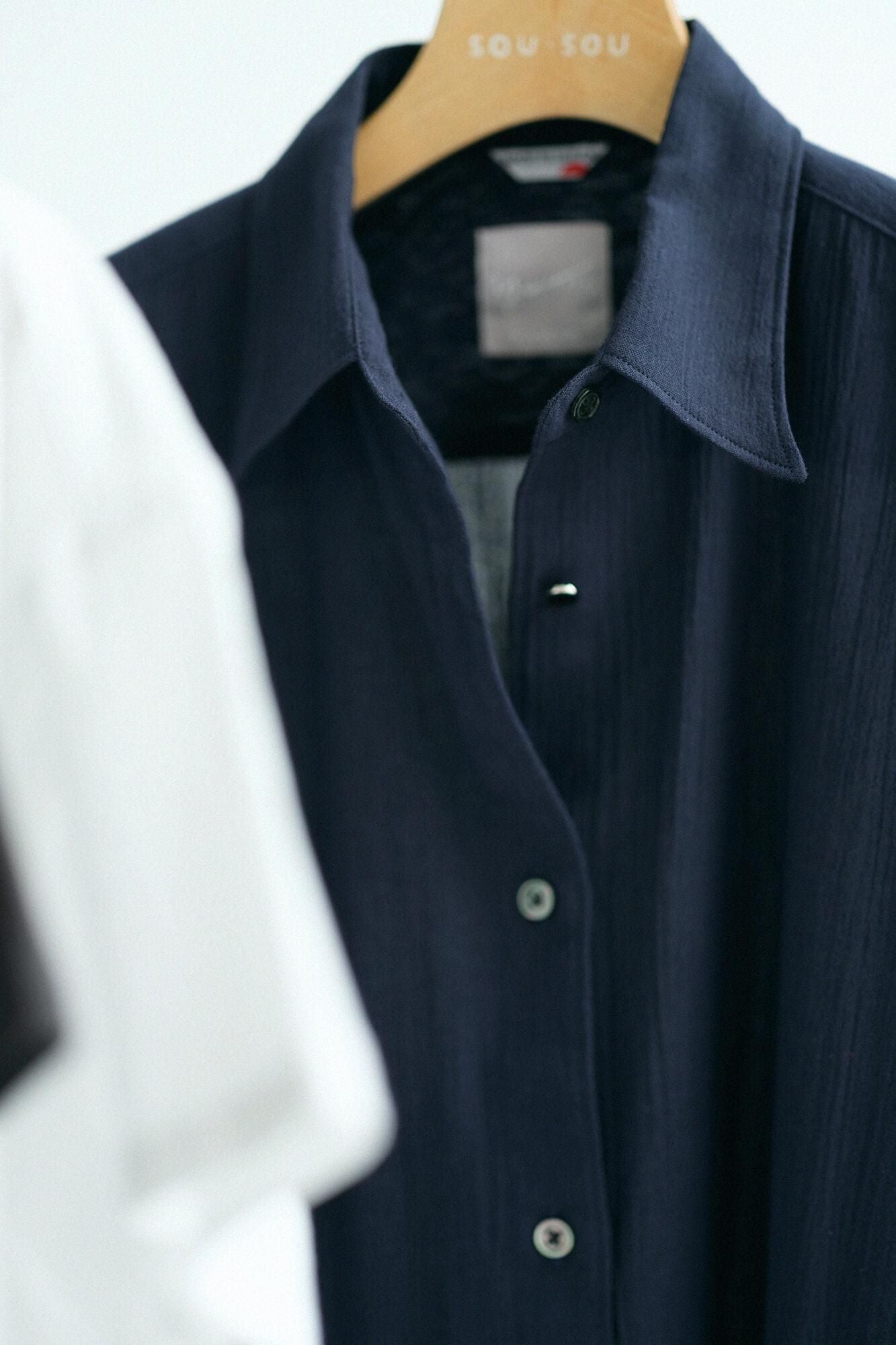 Chizimi Cotton 20/20 Gran Tunic Short Sleeve Shirt / Dark Blue