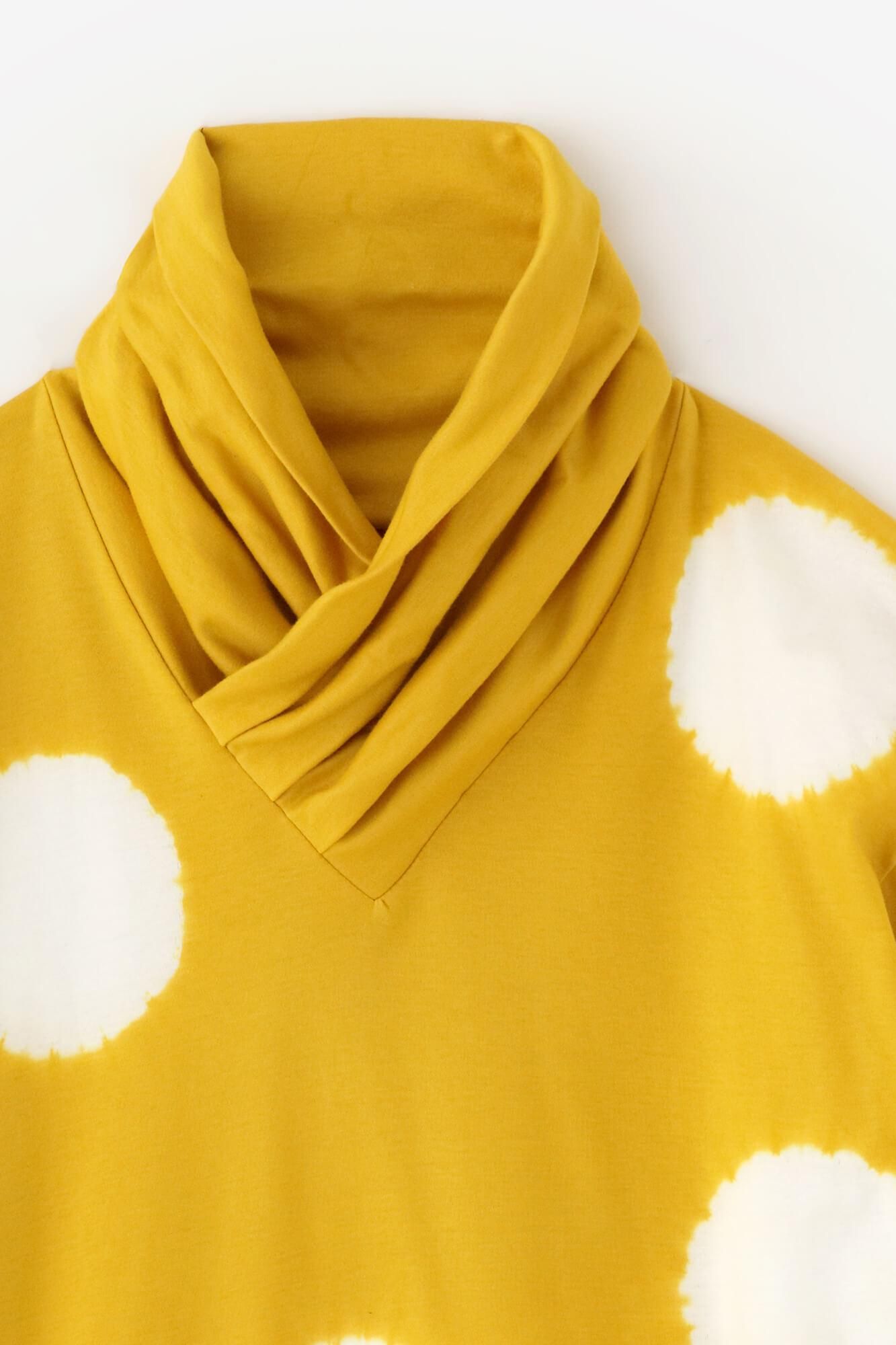 근청 시보리 양면 아미 에리마키지반/물방울 황금색 (공작새) x 유백색