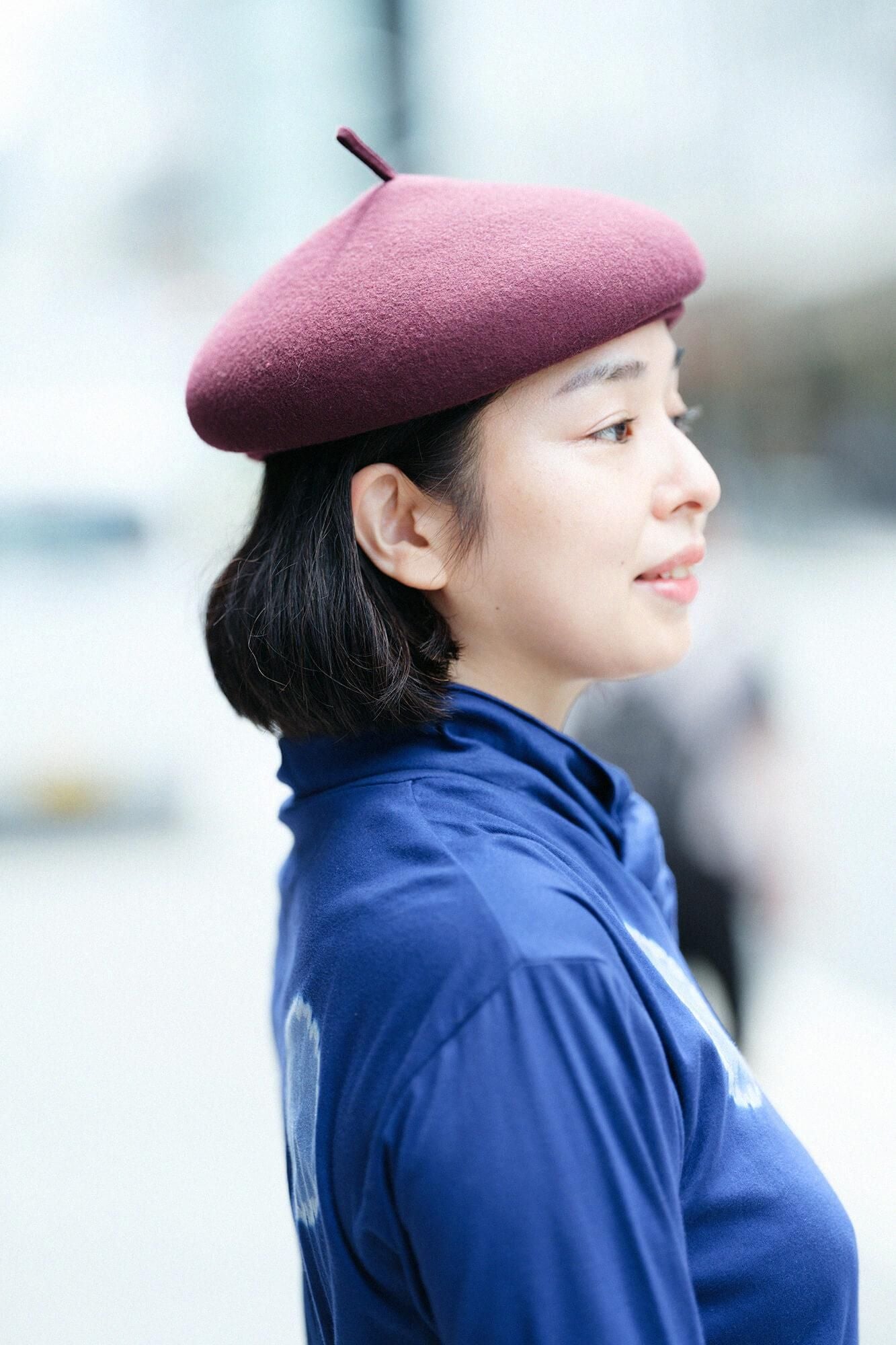 近清紮染 雙面編 高領上衣/大圓點 寶藍色×淺紫色