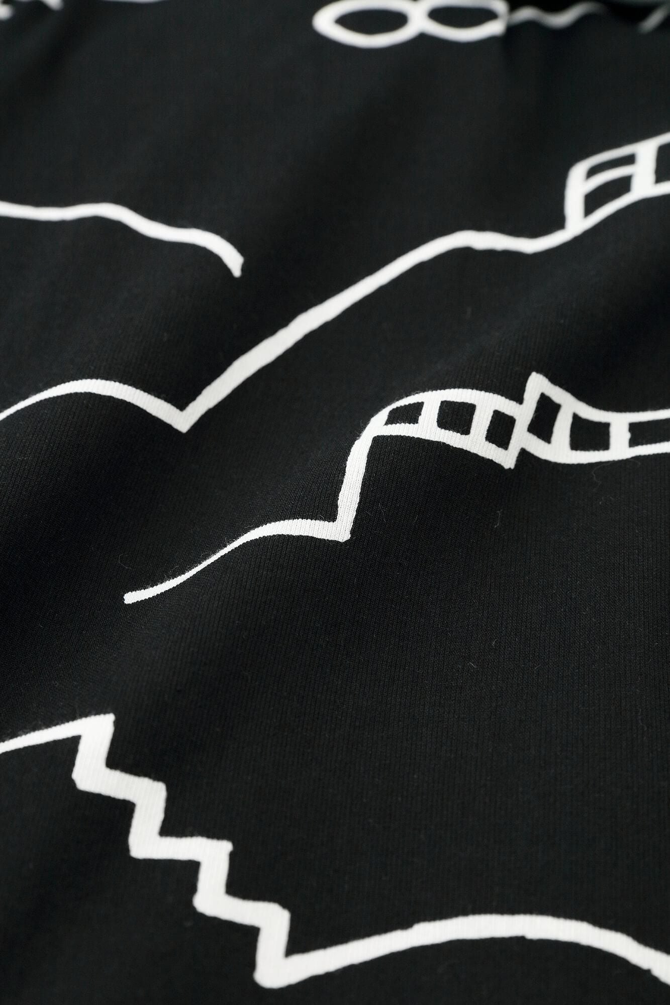 【net limited】Chizimi Cotton 40/40 Square Neck Shirt Elbow Length Sleeve/Chari Black