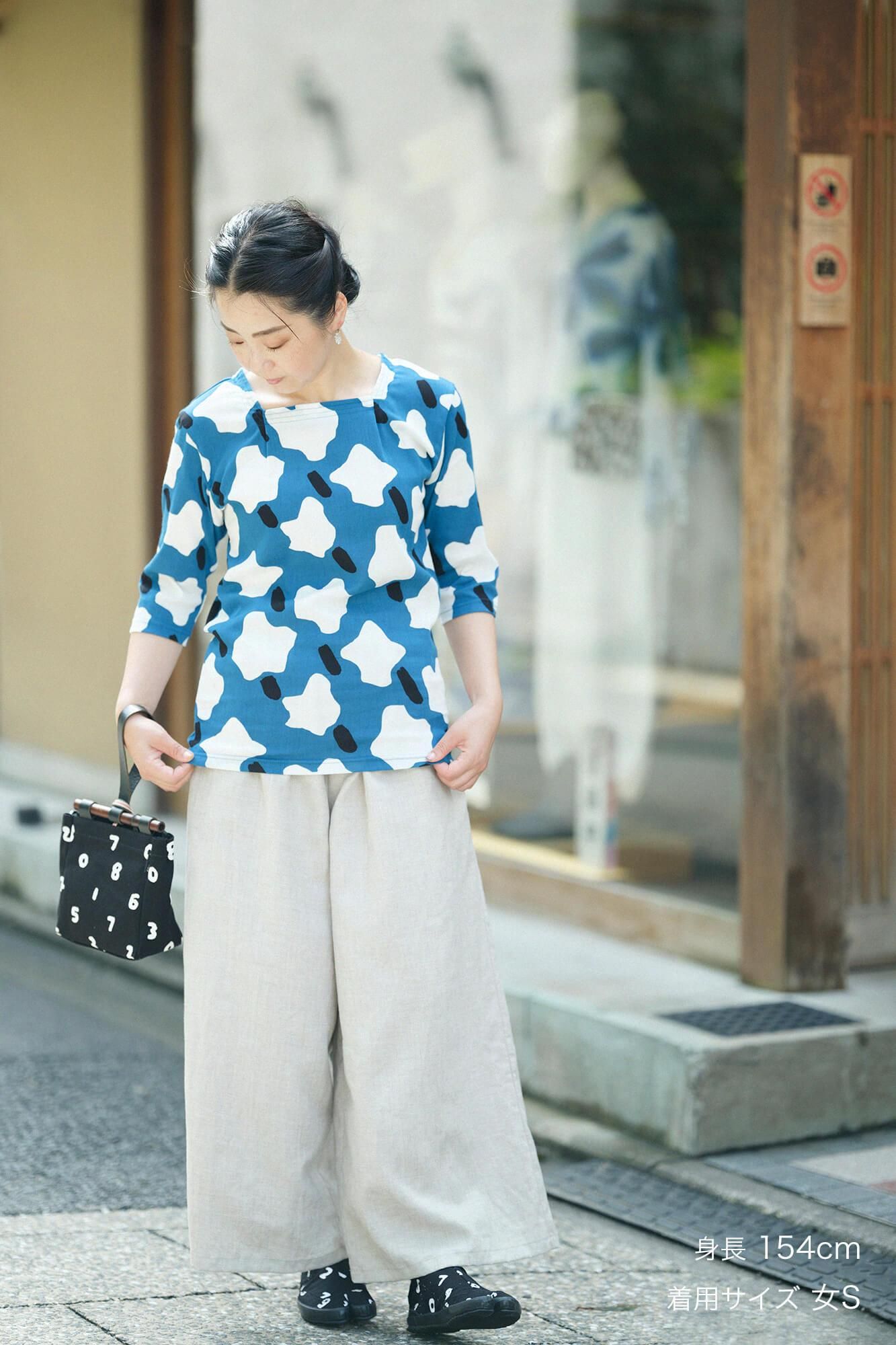 高島縮棉 40/40 方領上衣 六分袖/棉花糖