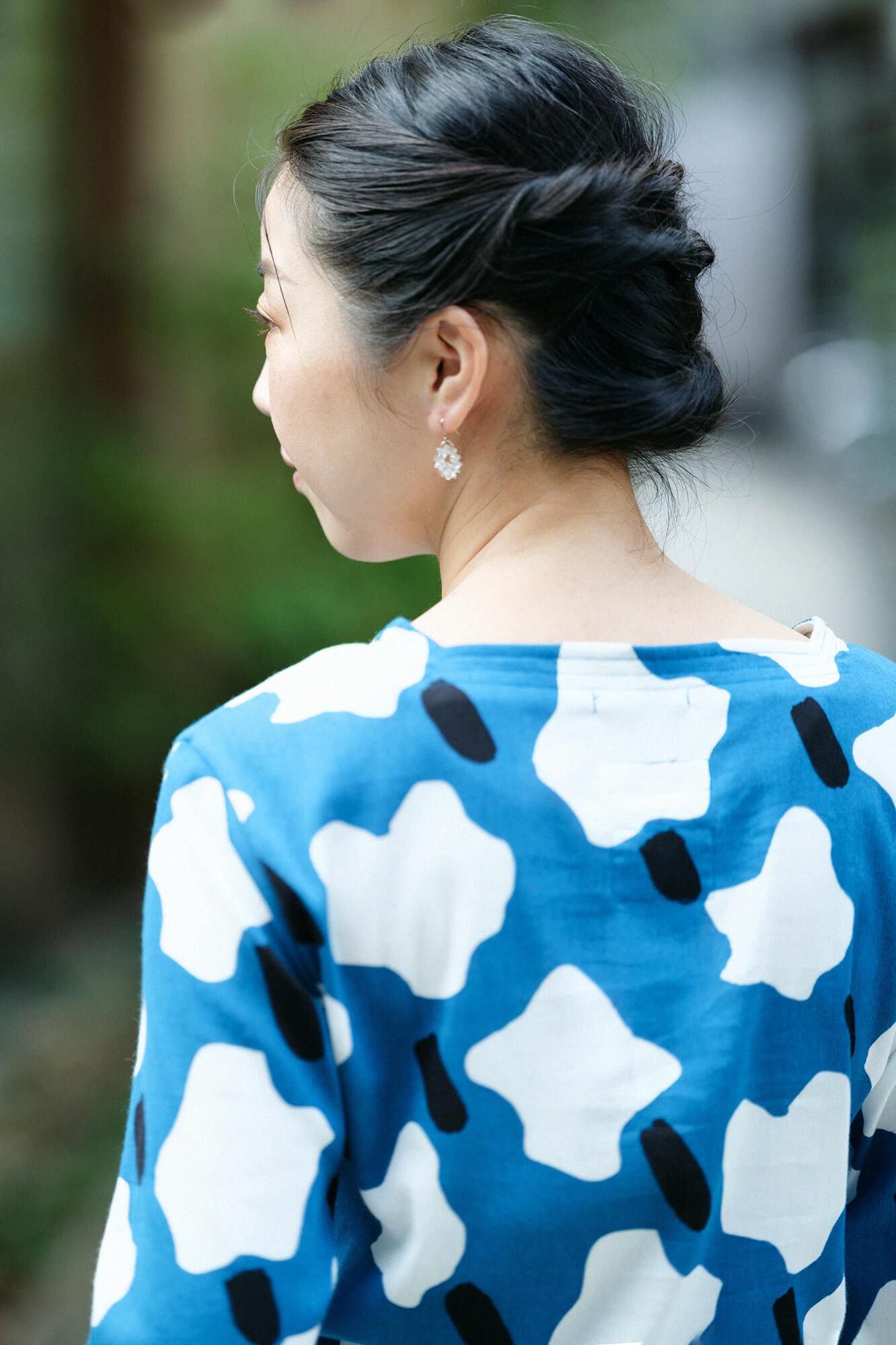 高島縮棉 40/40 方領上衣 六分袖/棉花糖