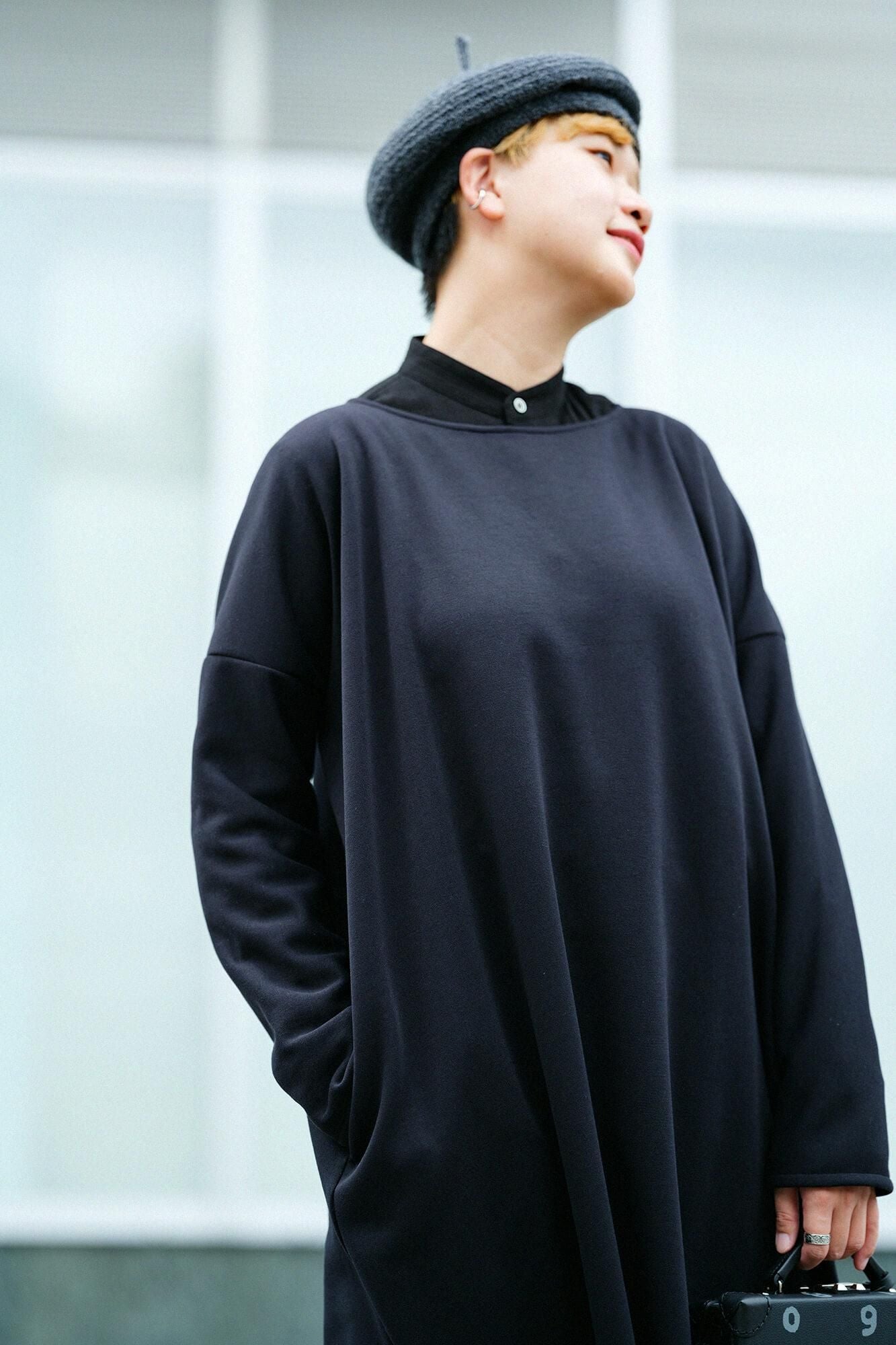 DRYMASTER(R) Cardboard Knit B.N. One-piece Dress// Maxi Length Black