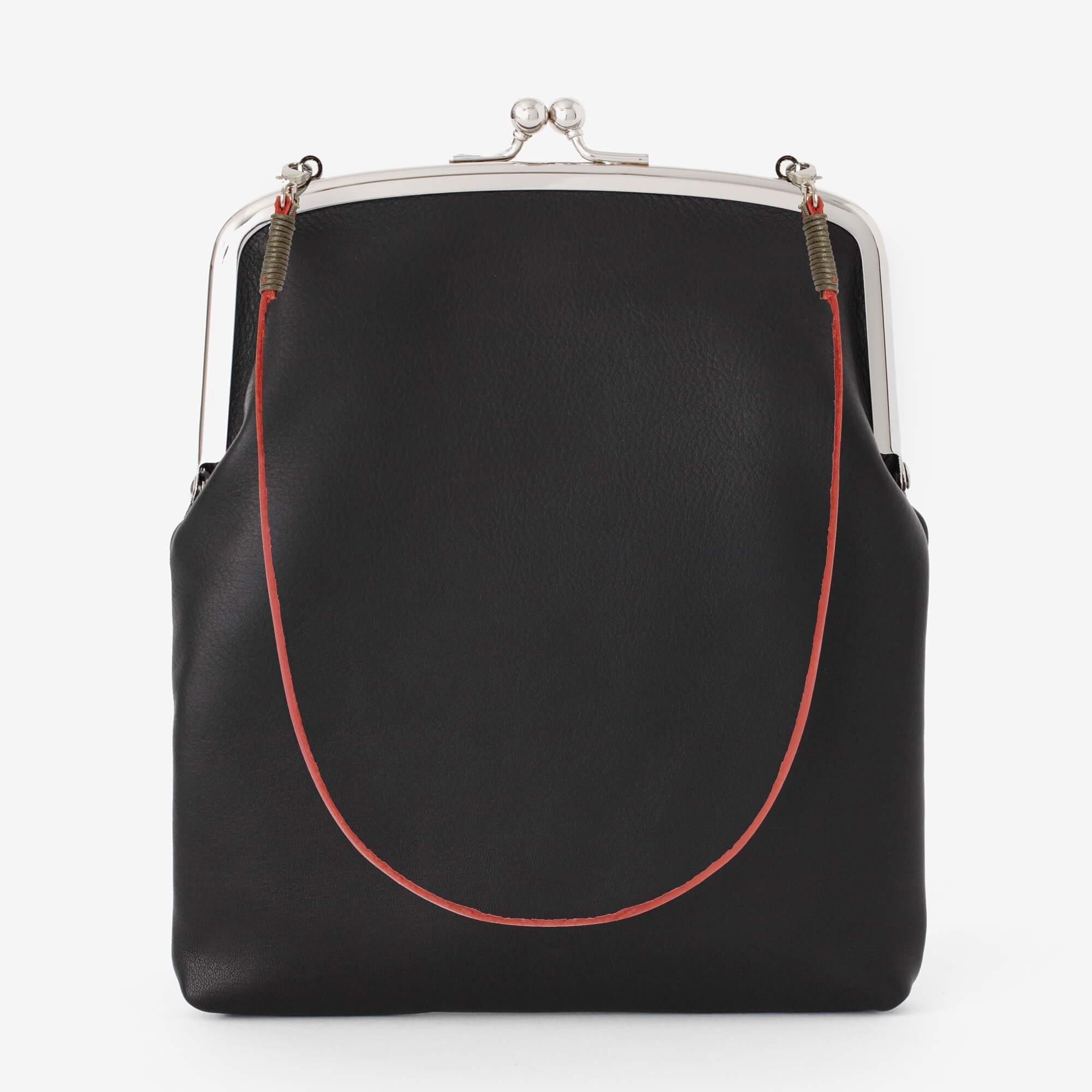 革 がま口 (大)/濡羽色(ぬればいろ)×豆SO-SU-U