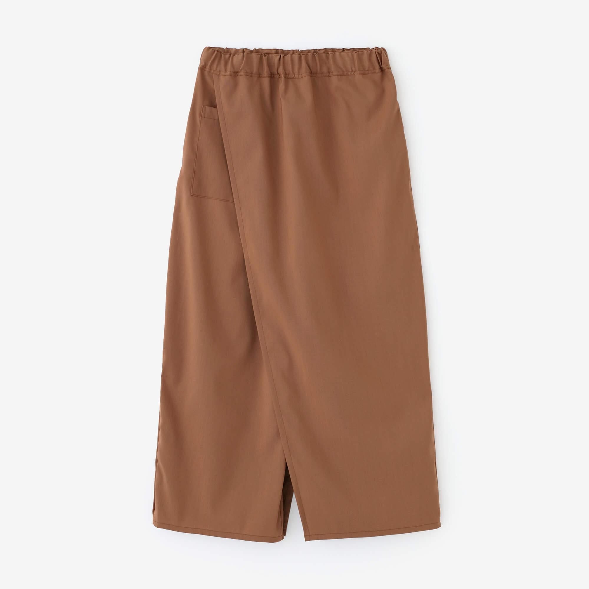 伸 麻混紡 和服褲裝/柿茶色