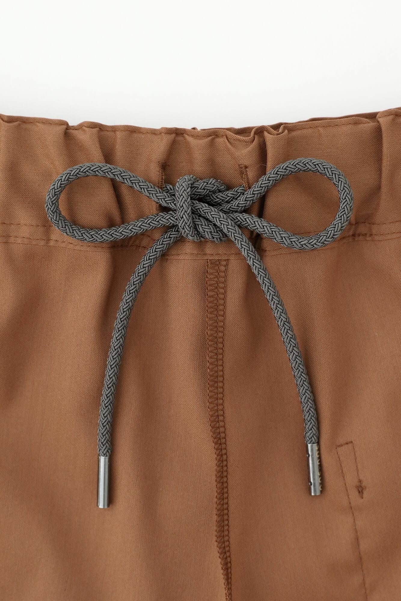 伸 麻混紡 和服褲裝/柿茶色