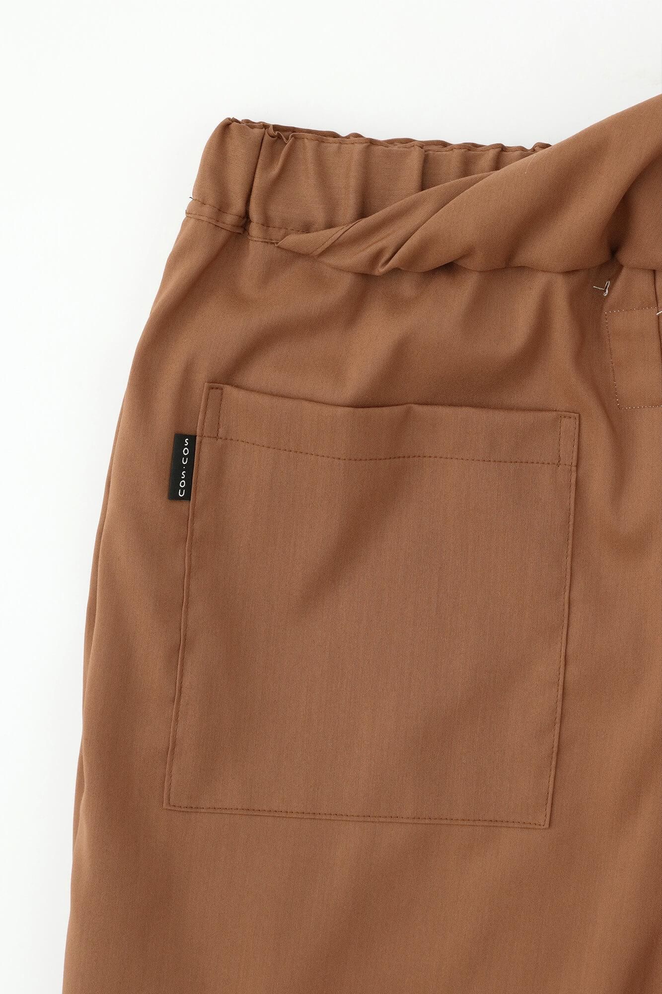 伸 麻混紡 和服褲裝/柿茶色