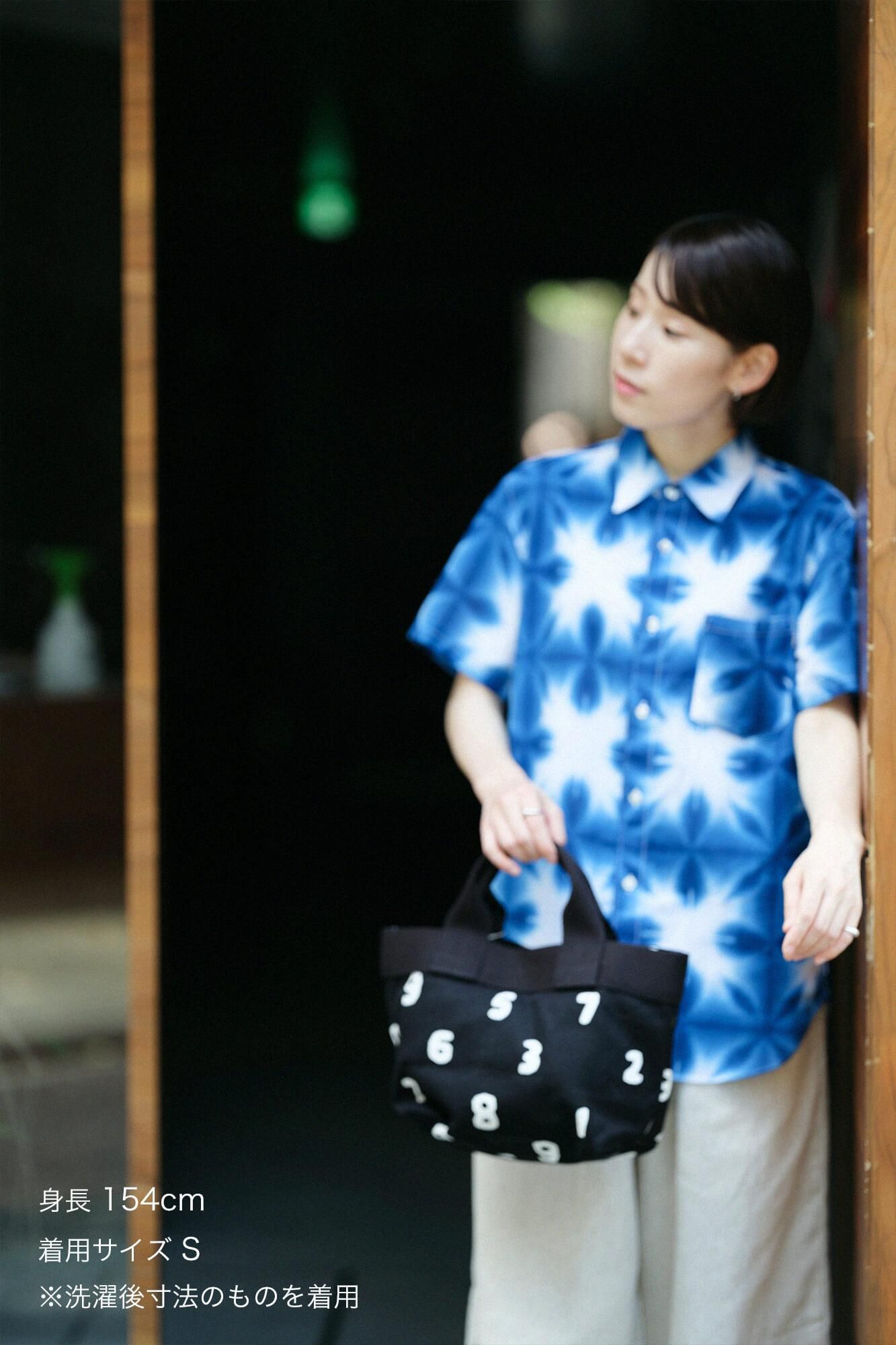 【net limited】Isemomen Cotton Arimatsu Narumi Tie-dye Short Sleeve Shirt / Harisho Snowflakes 2