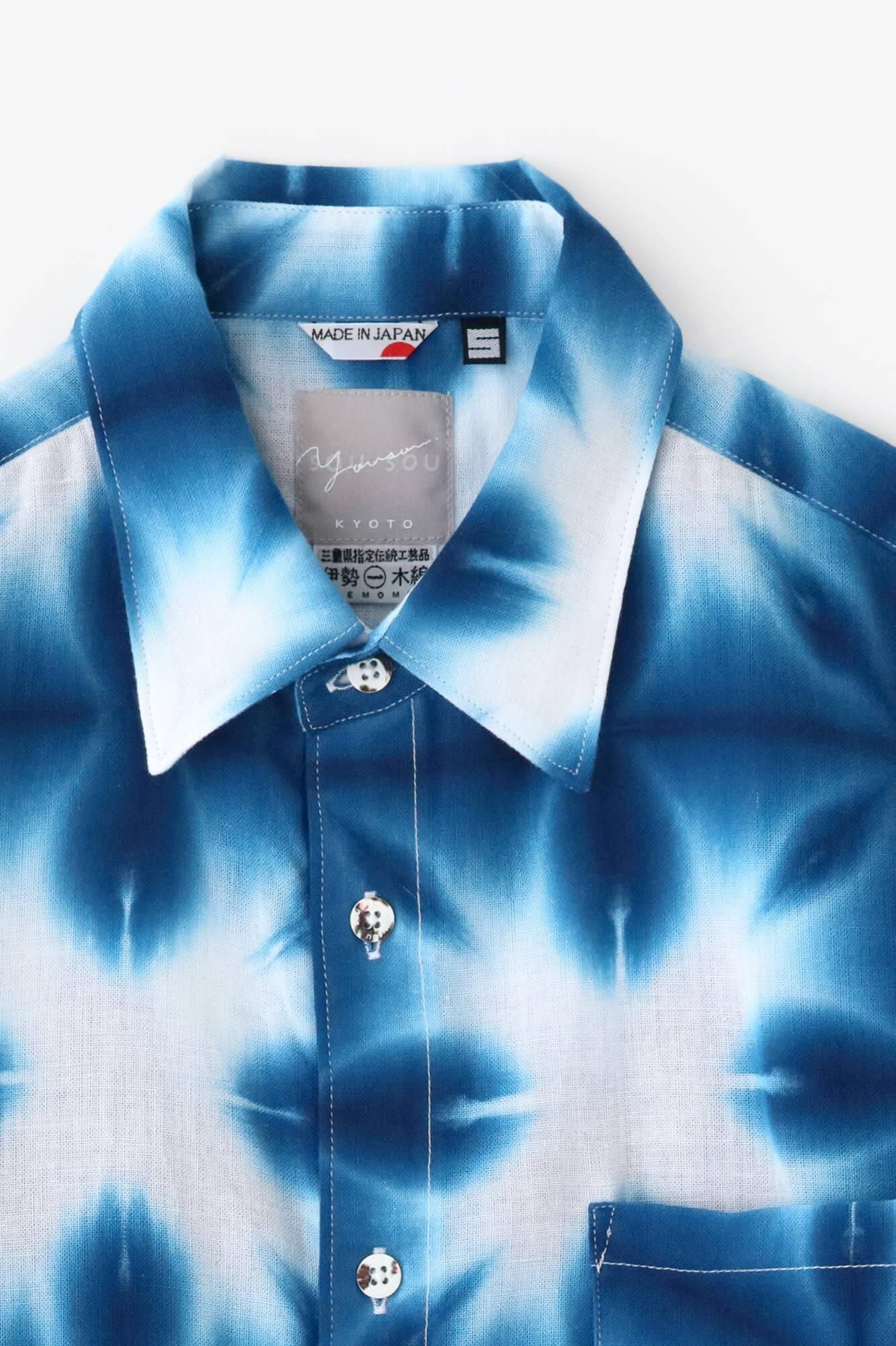 【net limited】Isemomen Cotton Arimatsu Narumi Tie-dye Short Sleeve Shirt / Harisho Snowflakes 2