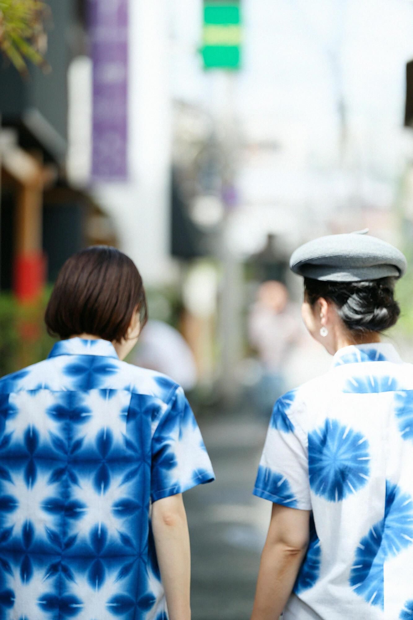 【net limited】Isemomen Cotton Arimatsu Narumi Tie-dye Short Sleeve Shirt / Harisho Snowflakes 2