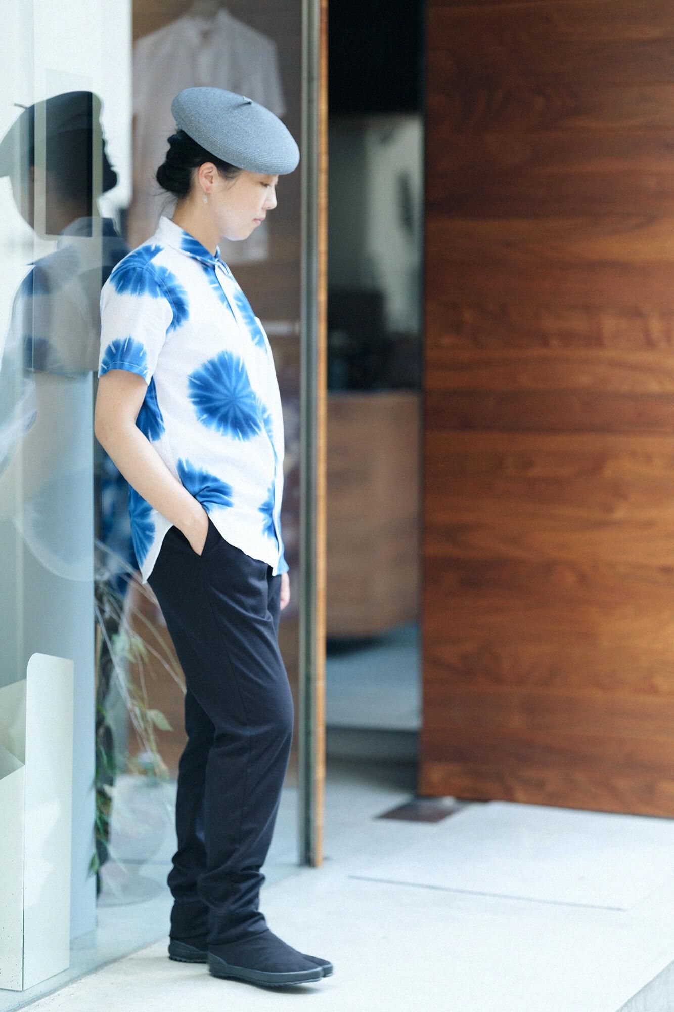 【net限定】伊勢木綿 有松鳴海絞り 半袖シャツ/張正 麻の葉(あさのは)2