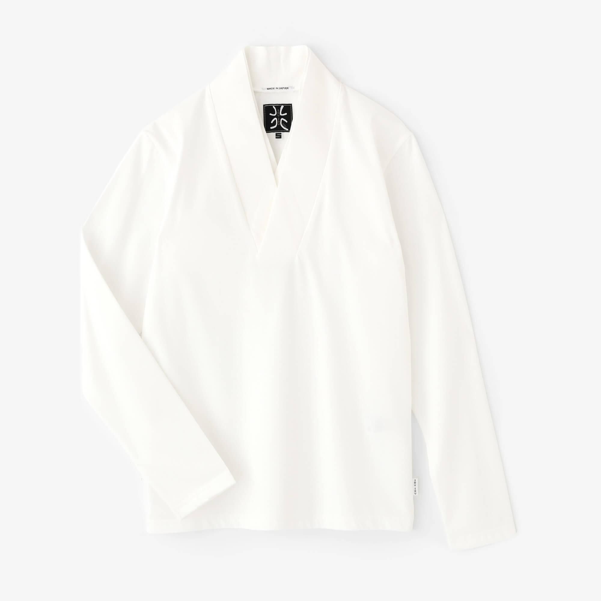 110 Count 2-Ply Long Staple Cotton Seba Fubi Double Collar Shirt Nukiemon / White