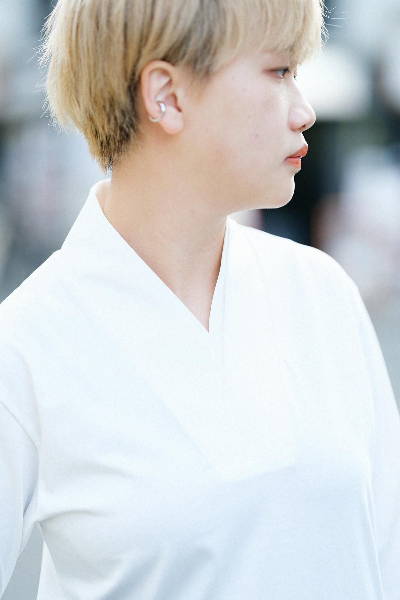 110 Count 2-Ply Long Staple Cotton Seba Fubi Double Collar Shirt Nukiemon / White