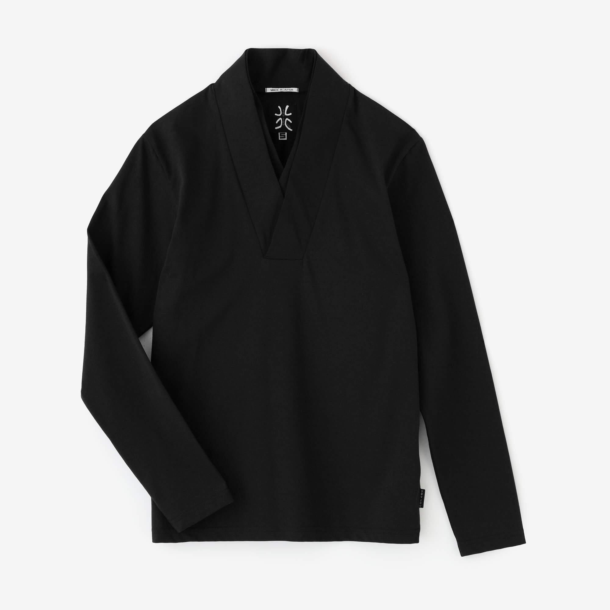 110 Count 2-Ply Long Staple Cotton Seba Fubi Double Collar Shirt Nukiemon / Black