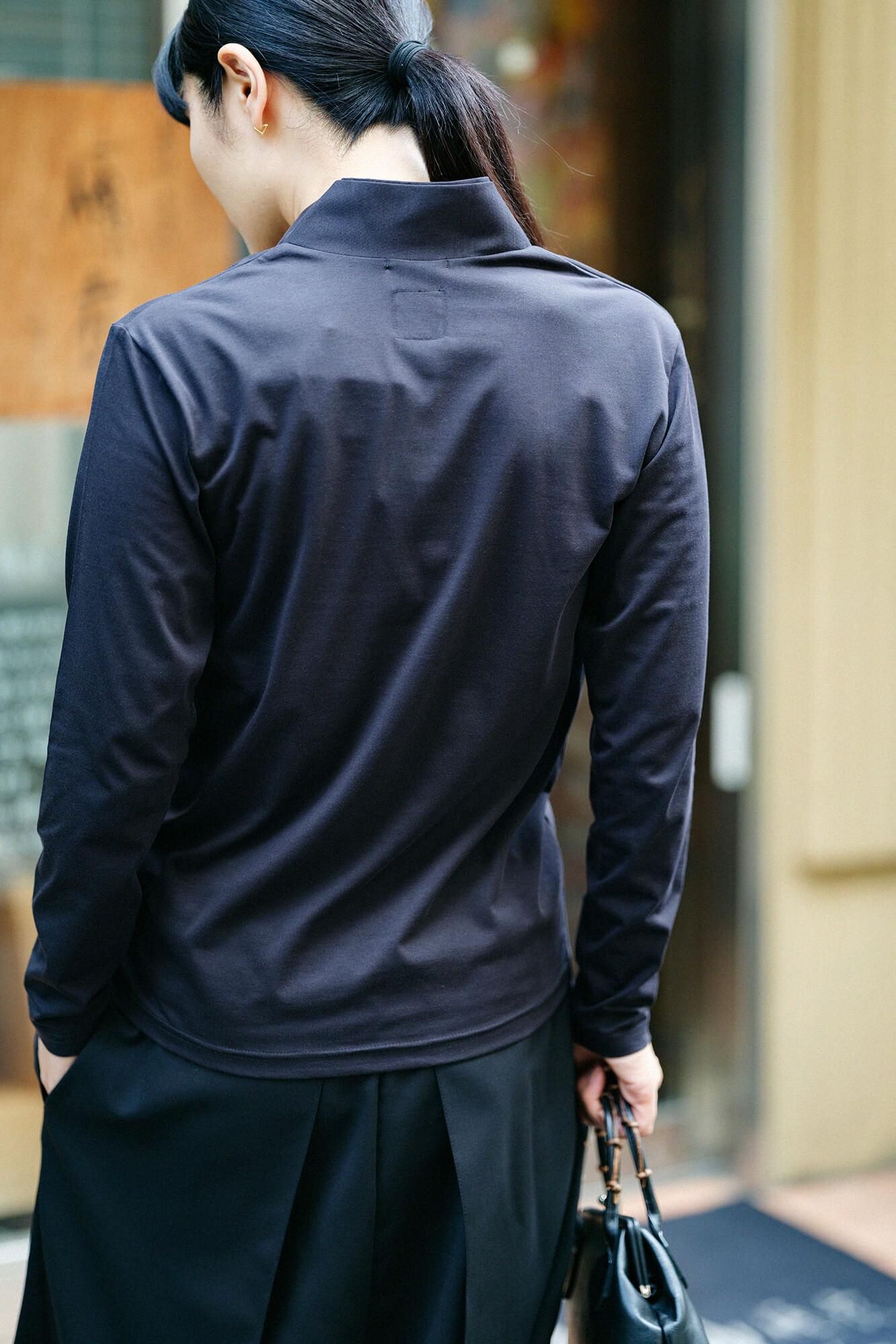 110 Count 2-Ply Long Staple Cotton Seba Fubi Double Collar Shirt Nukiemon / Black