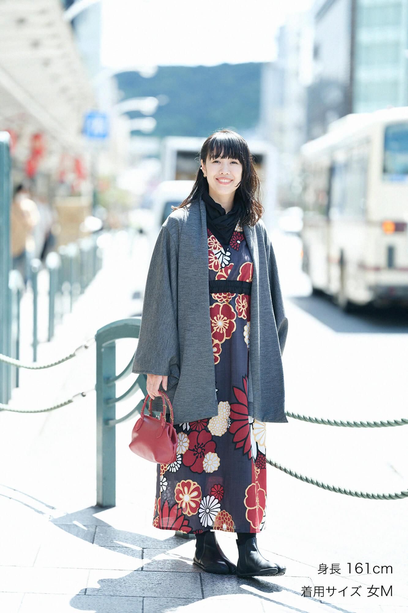 【net限定】コーデュラ混 梳毛(そもう) 小袖蘭陀(こそでらんだ)/杢墨(もくずみ)