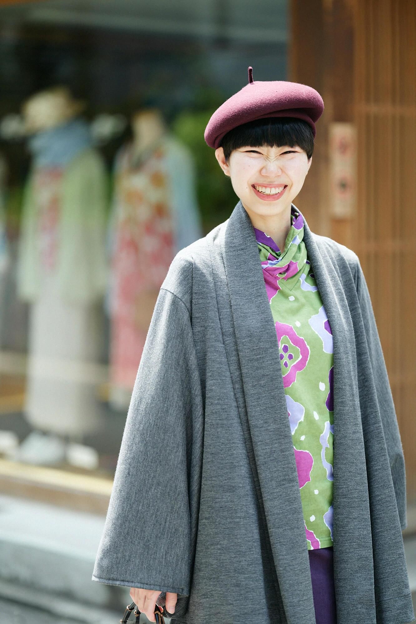 【net限定】コーデュラ混 梳毛(そもう) 小袖蘭陀(こそでらんだ)/杢墨(もくずみ)