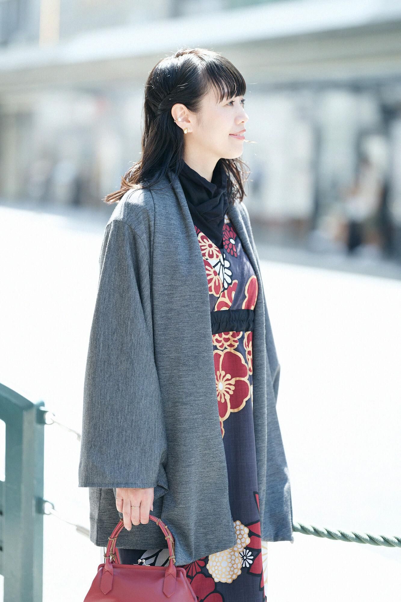 【net限定】コーデュラ混 梳毛(そもう) 小袖蘭陀(こそでらんだ)/杢墨(もくずみ)