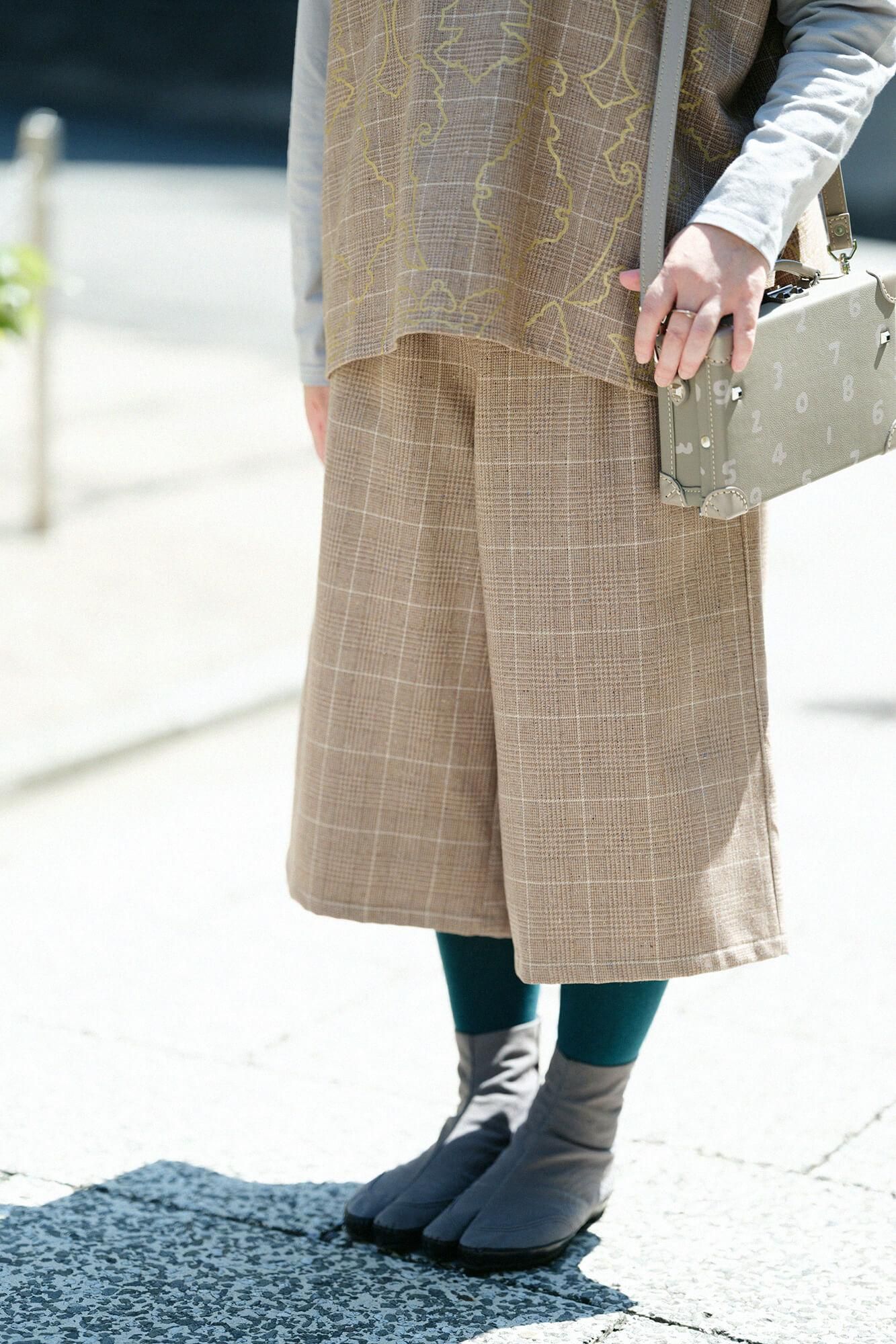 Hahnentrittmuster gewebter Stoff (Hiro-nari) Monpe gestreifte Länge/Fushizomeiro Fushimoku