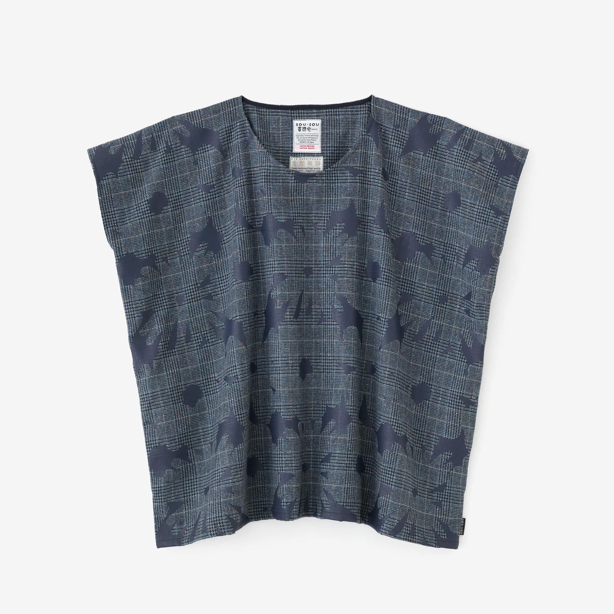 【net limited】Houndstooth Weave Square Top / Oraka Greyish Blue