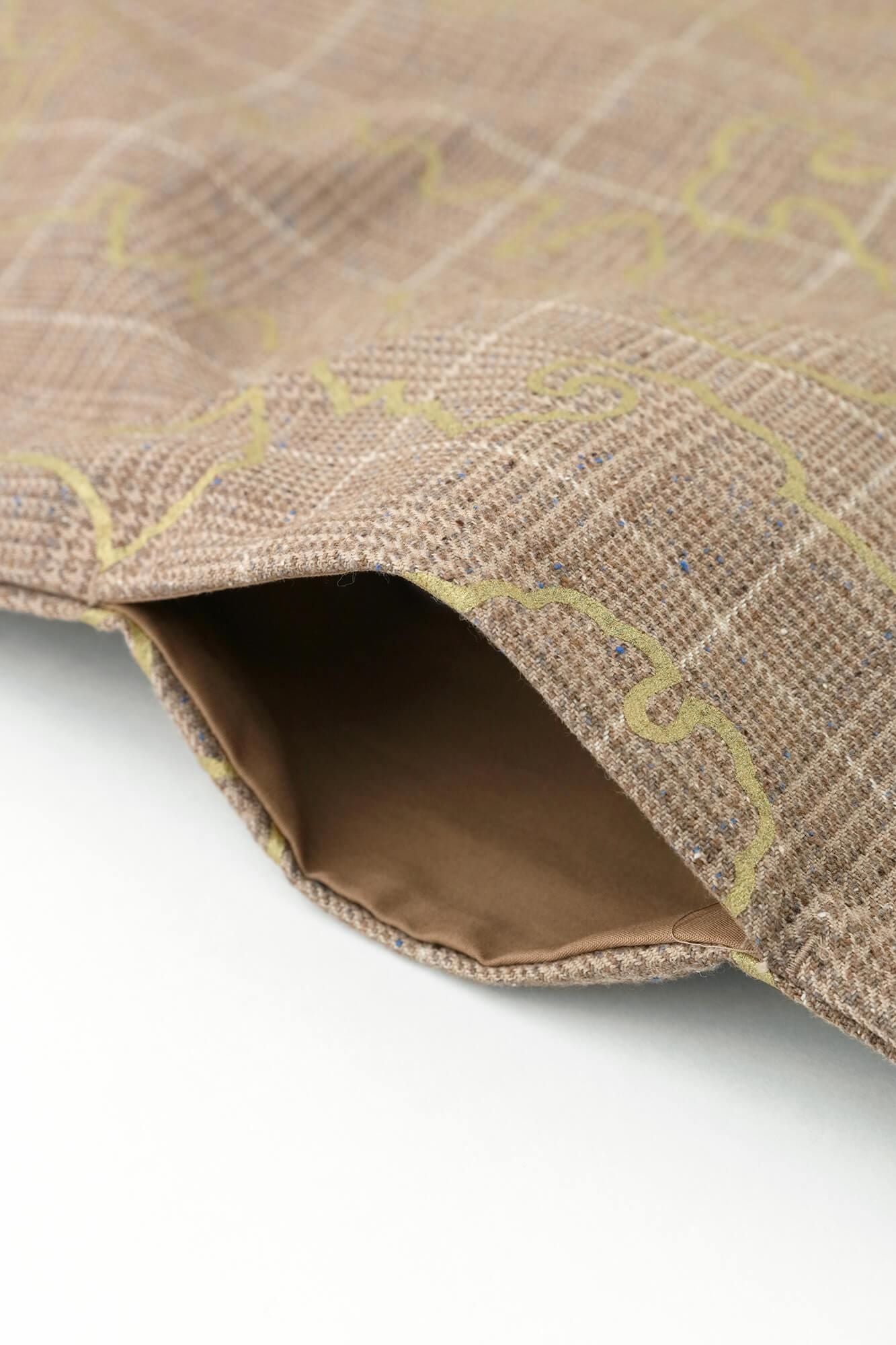 【官網限定】千鳥格紋織方形上衣/裝飾金具柴染色