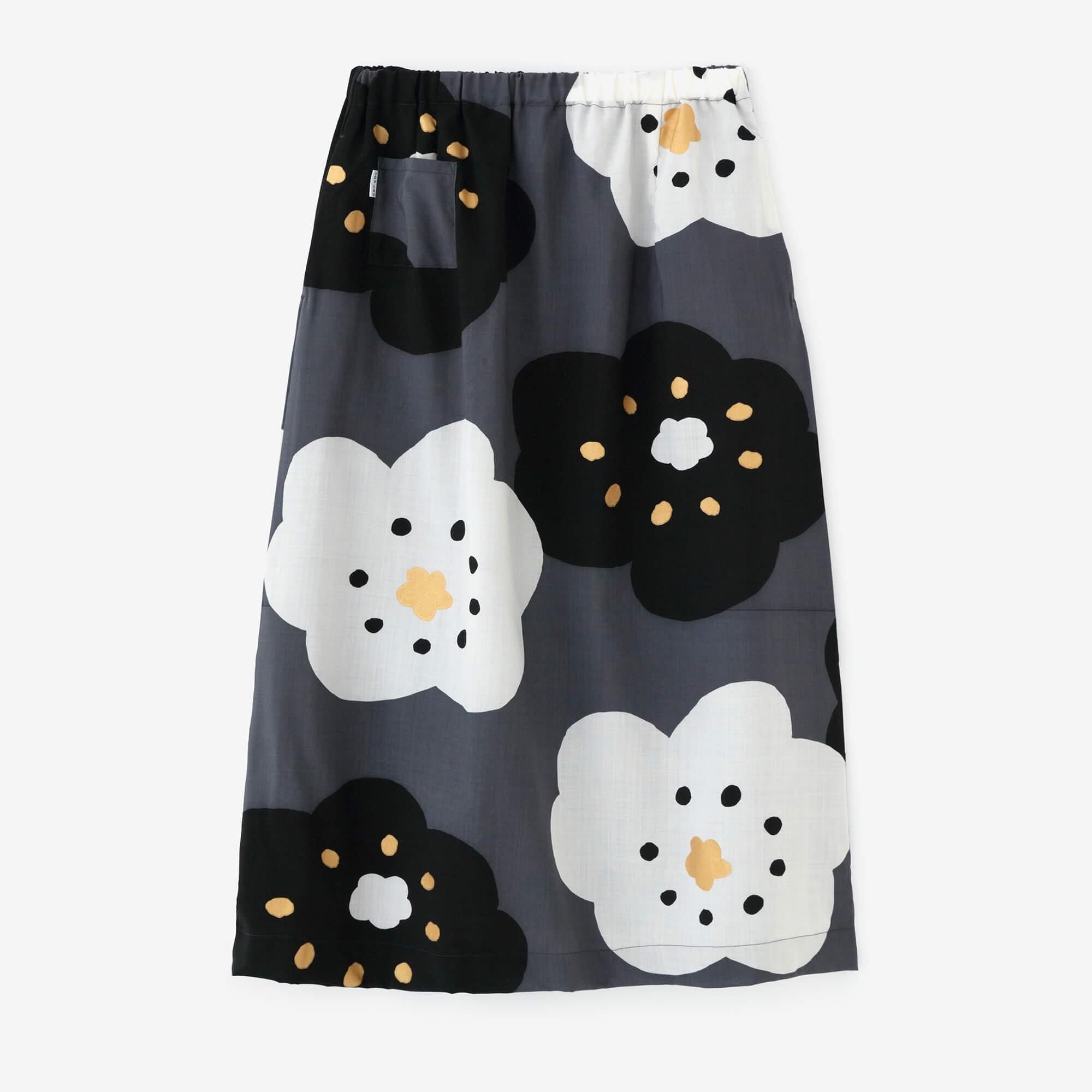 Muslin Wool Long Skirt / Dark Grey Smile