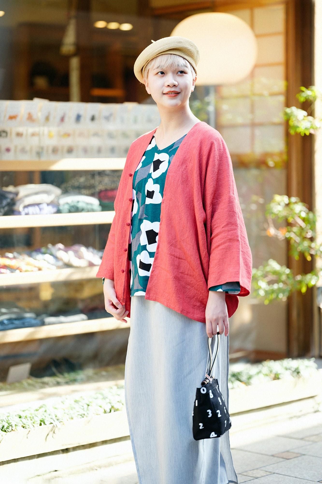 圓弧袖褶領上衣/夢