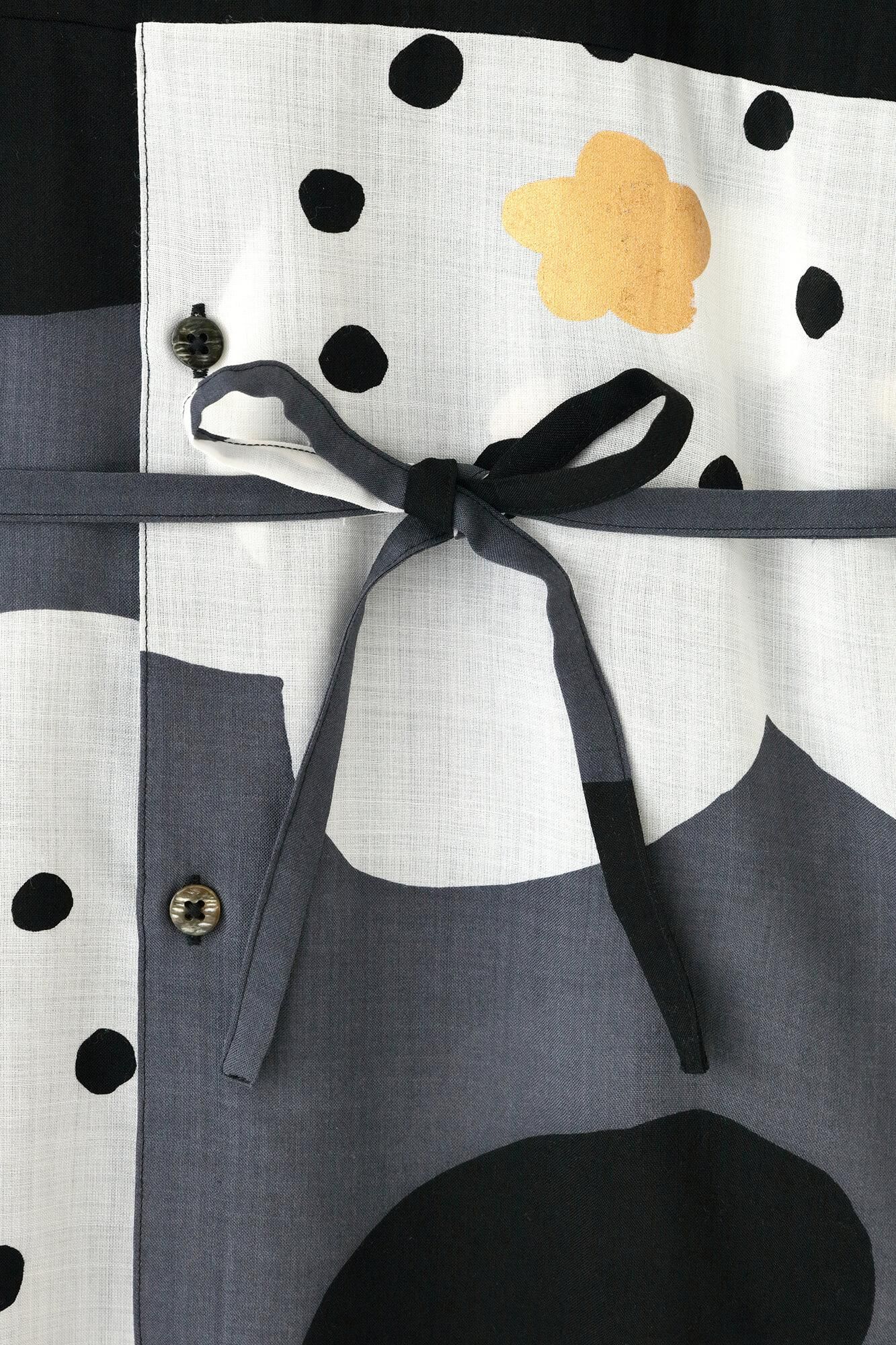 モスリン 薙刀かり衣(なぎなたかりごろも)/濡羽色(ぬればいろ)×ほほえみ 濃灰(こいはい)