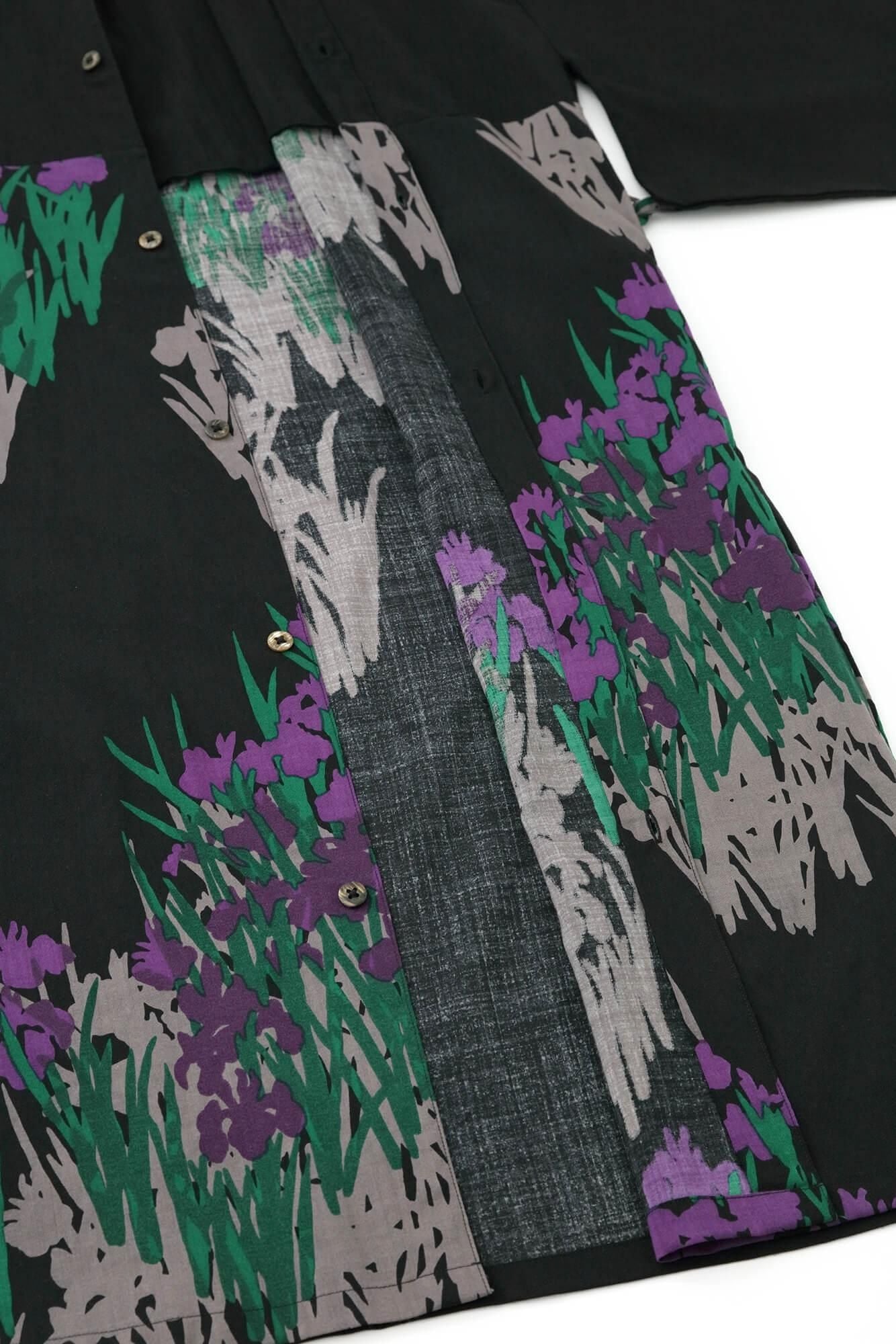 【net限定20%OFF】モスリン 薙刀かり衣(なぎなたかりごろも)/濡羽色(ぬればいろ)×光琳(こうりん) 燕子花図屏風(かきつばたずびょうぶ) 写し(うつし)