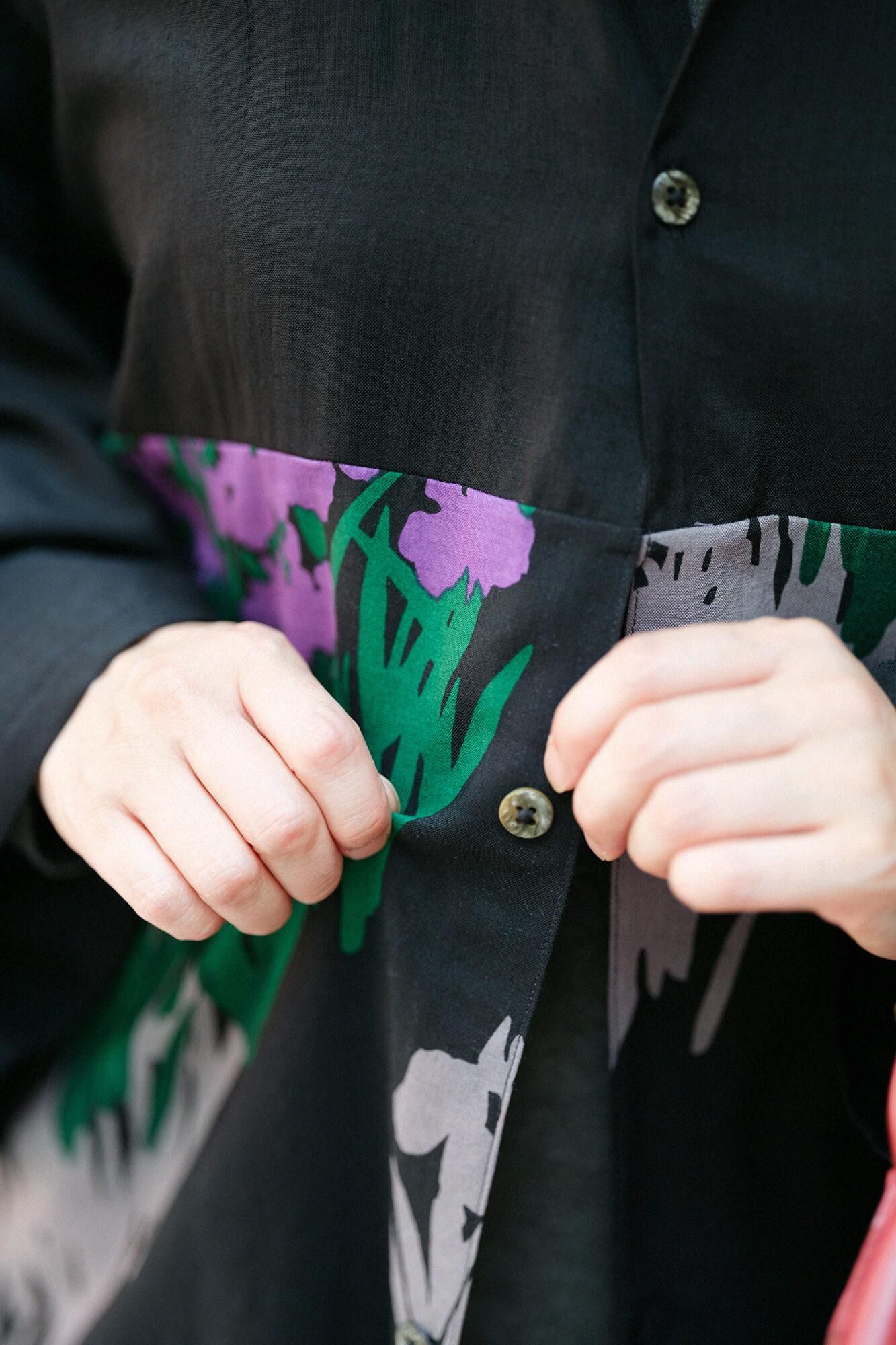 【net限定20%OFF】モスリン 薙刀かり衣(なぎなたかりごろも)/濡羽色(ぬればいろ)×光琳(こうりん) 燕子花図屏風(かきつばたずびょうぶ) 写し(うつし)