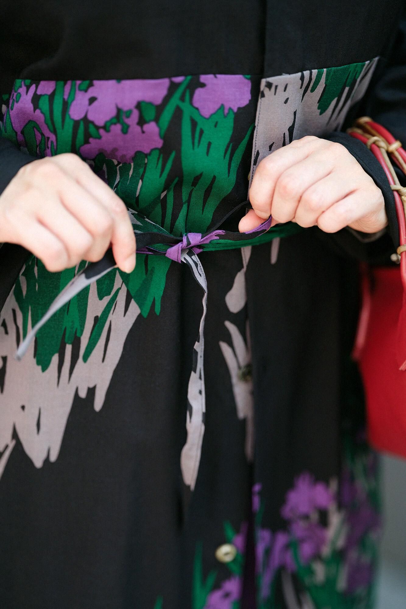 【net限定20%OFF】モスリン 薙刀かり衣(なぎなたかりごろも)/濡羽色(ぬればいろ)×光琳(こうりん) 燕子花図屏風(かきつばたずびょうぶ) 写し(うつし)