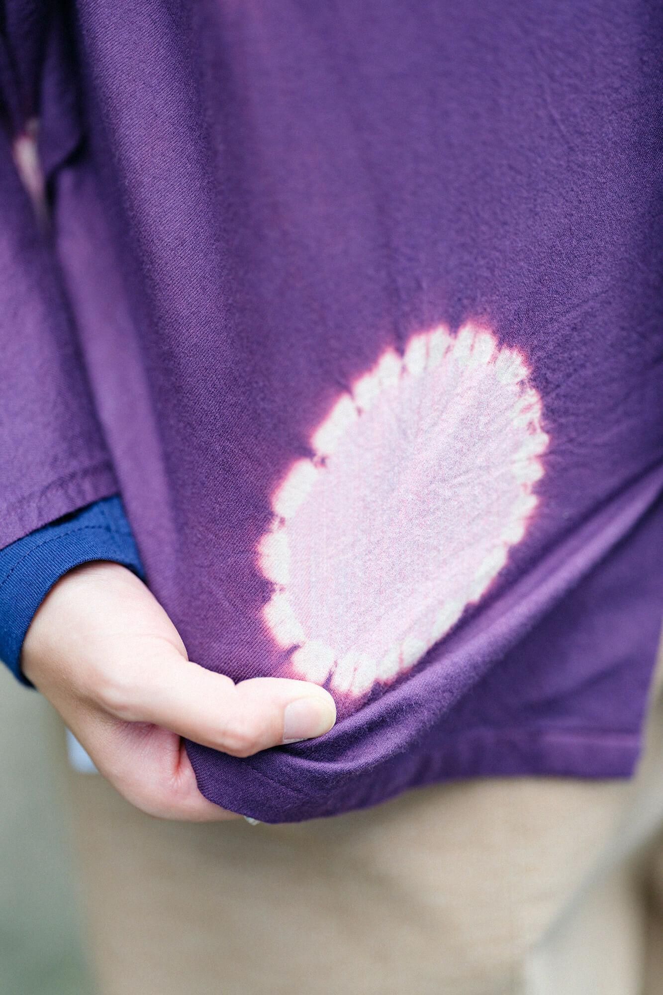 Konsei Tie-dye Cotton-wool Twill Weave Kimono Sleeve Blouse / Large Polka Dots Dark Purple x Pink
