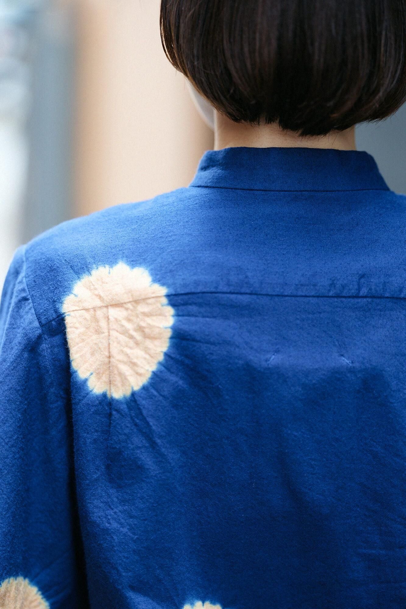 Kinkiyo Shibori、Menke Ayaori、Soui、Ue/大圆点、深蓝色 x 黄褐色