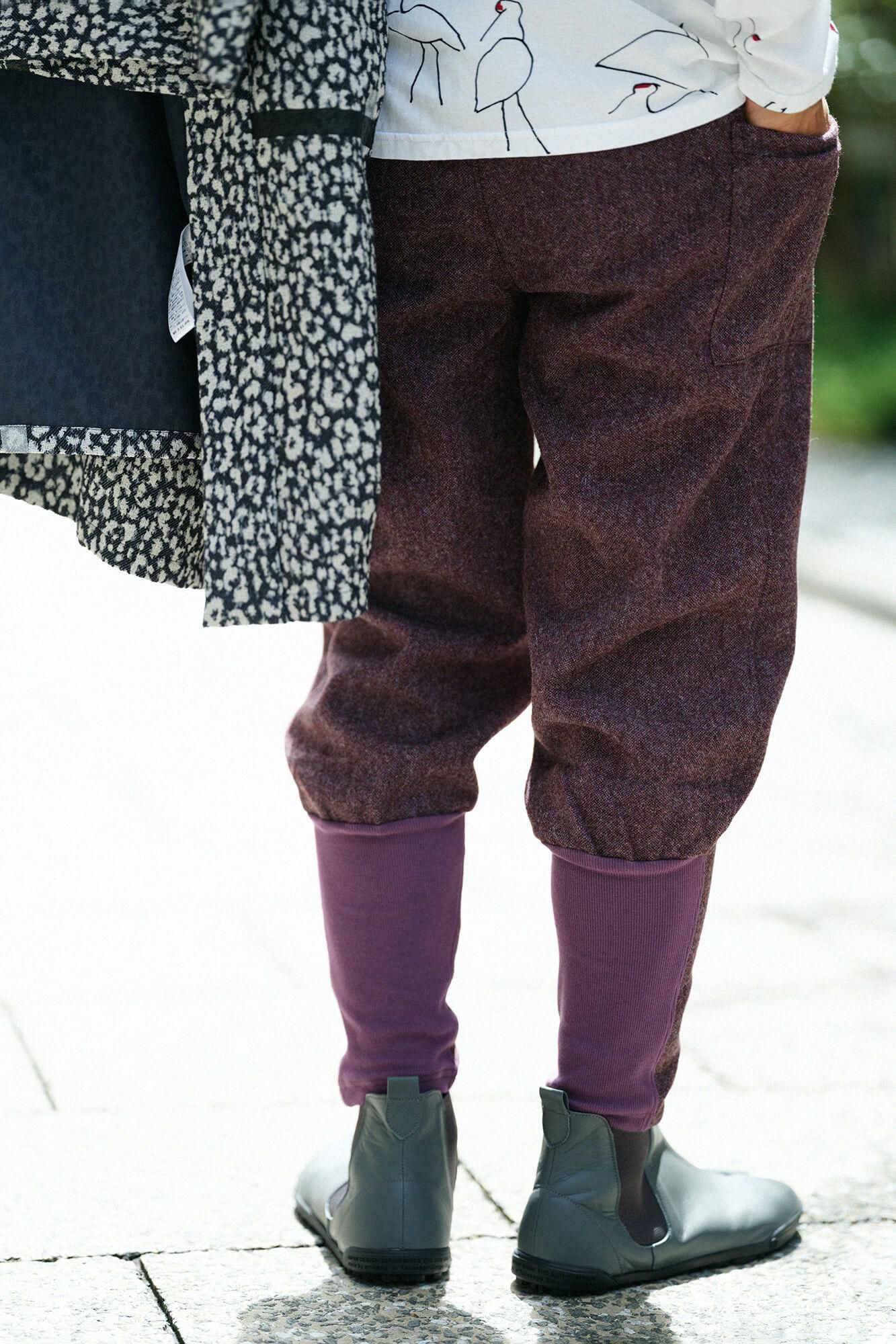 紡毛(ぼうもう) 裁付(たっつけ)えんゆう穿き/葡萄鼠(ぶどうねず)