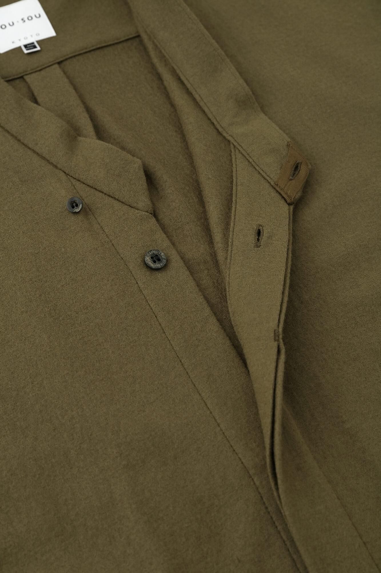 梳毛 針織圓弧袖襯衫 細領 短版/璃寛茶色