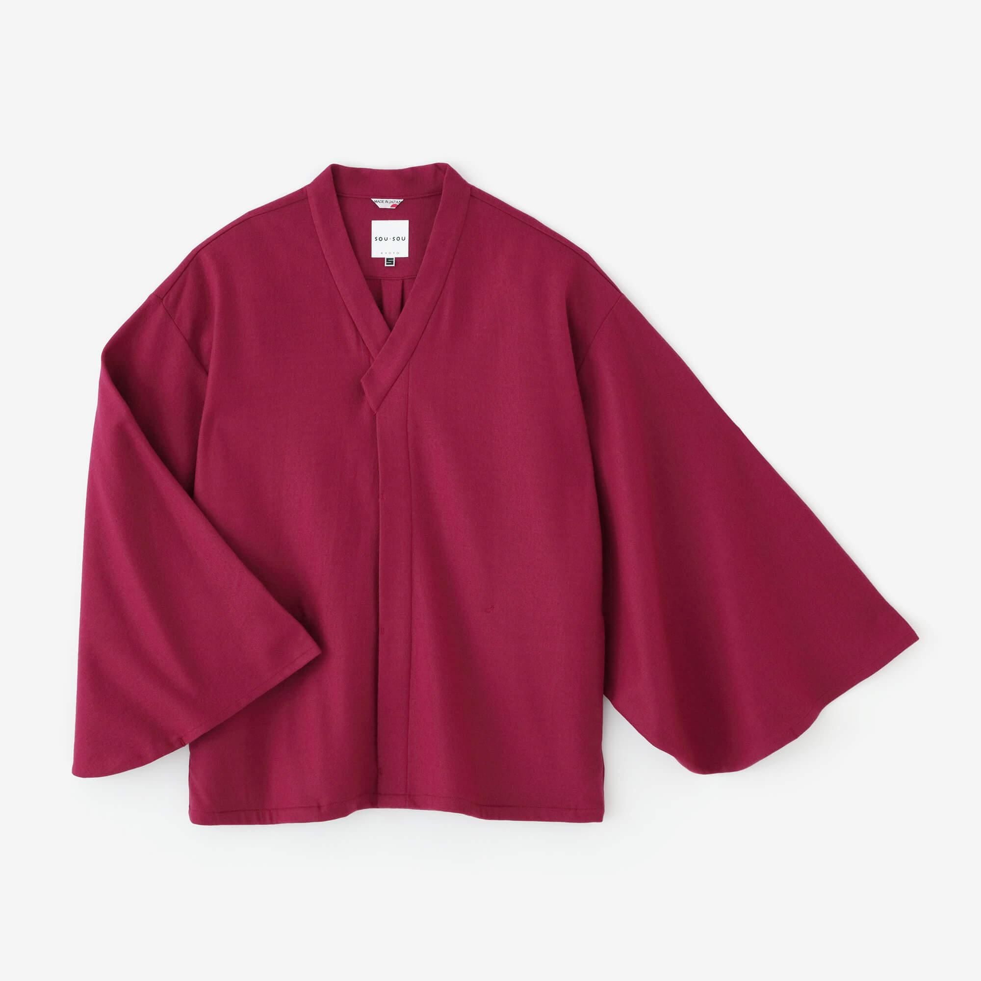 Online】Combed Yarn Knit Naginata Shirt Narrow Collar Short