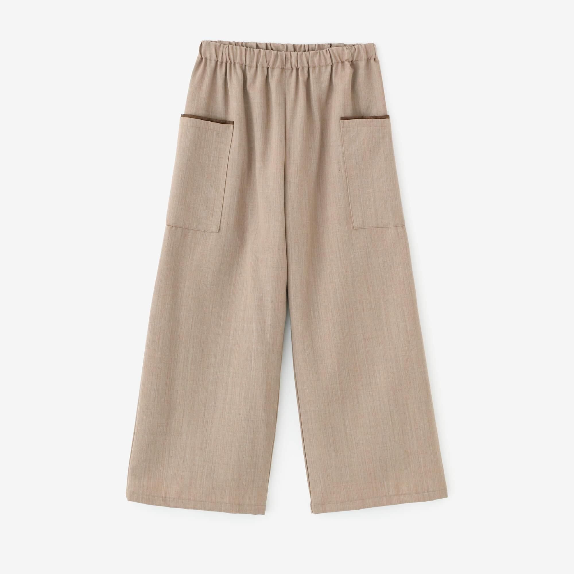 Combed Yarn Square Pockets Monpe Pants / Pinkish Brown