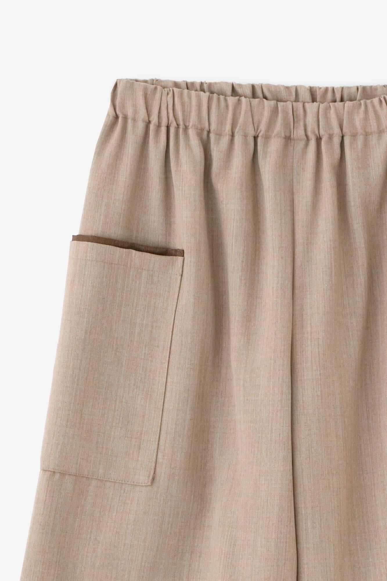 Combed Yarn Square Pockets Monpe Pants / Pinkish Brown