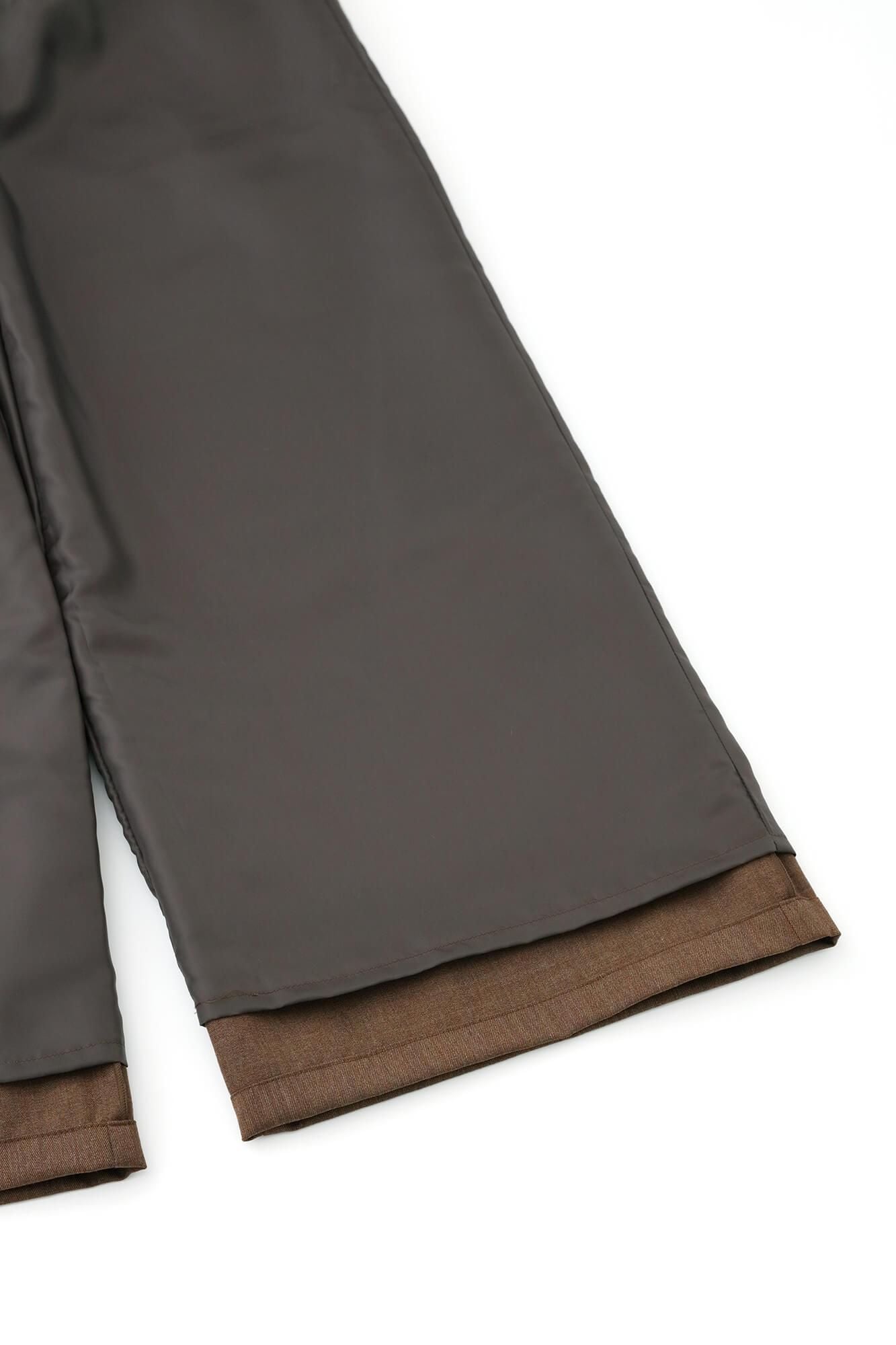 梳毛 方袋寬褲/棕灰色