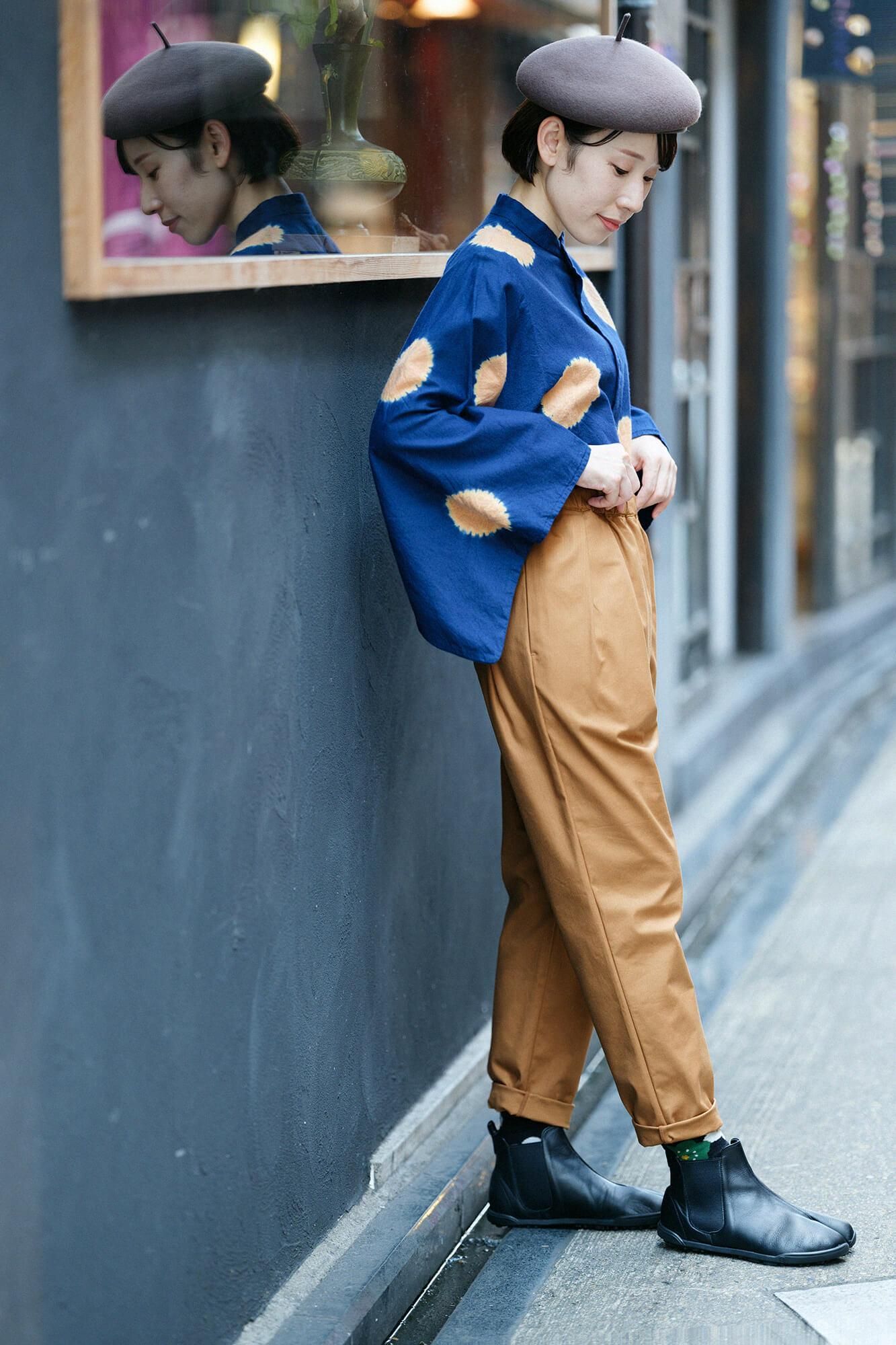 侧面果皮皮革tabi袜子,底部/湿翅(不锈钢)