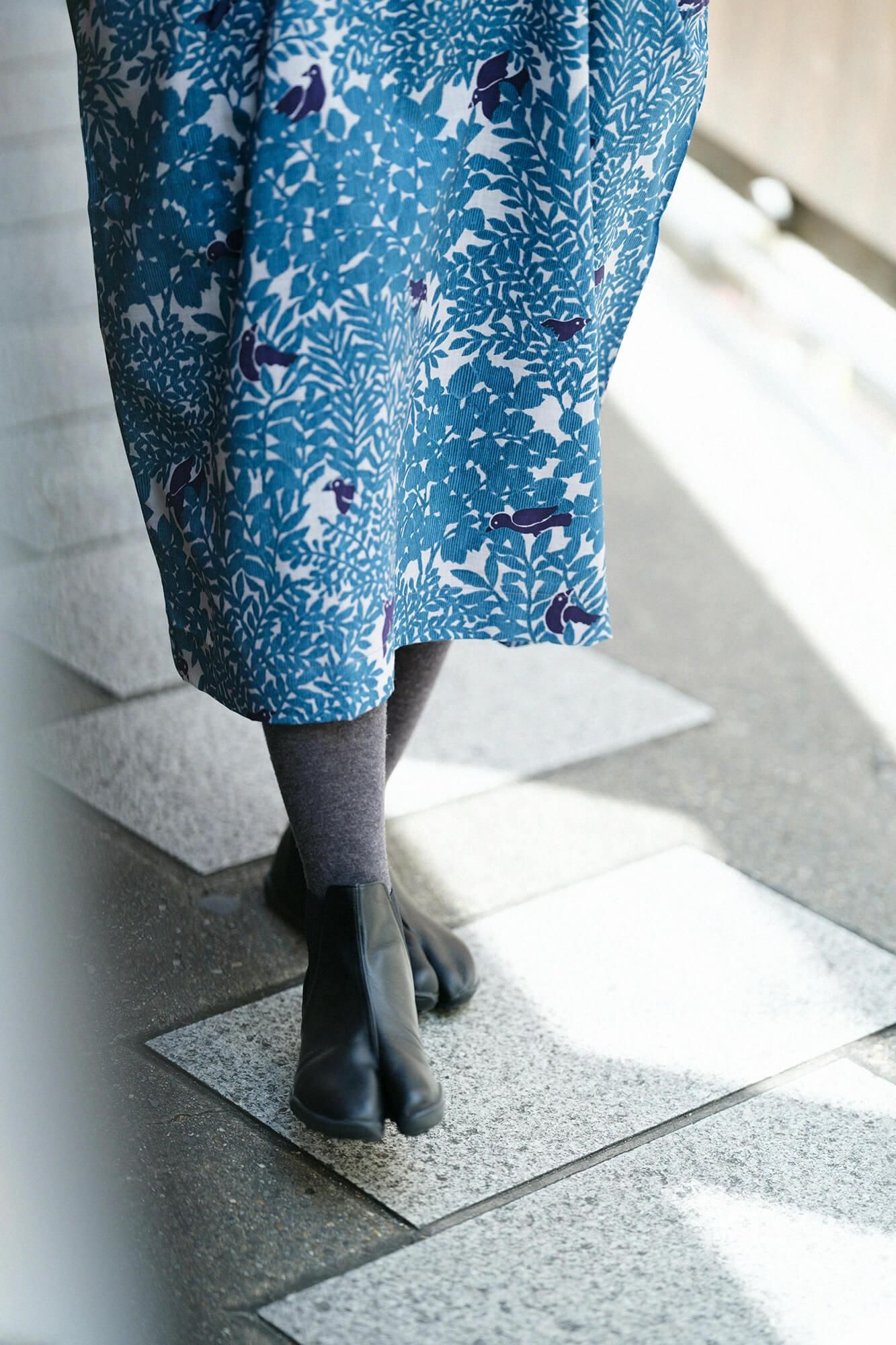 侧面果皮皮革tabi袜子,底部/湿翅(不锈钢)