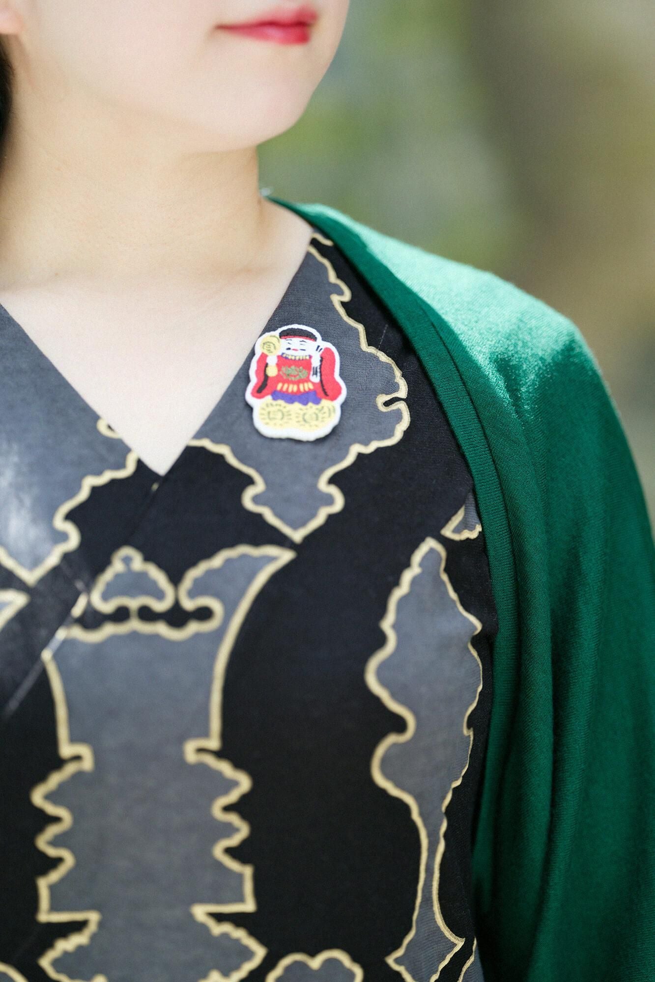 刺繍飾り(ししゅうかざり)/土人形(つちにんぎょう) 大黒(だいこく)さん