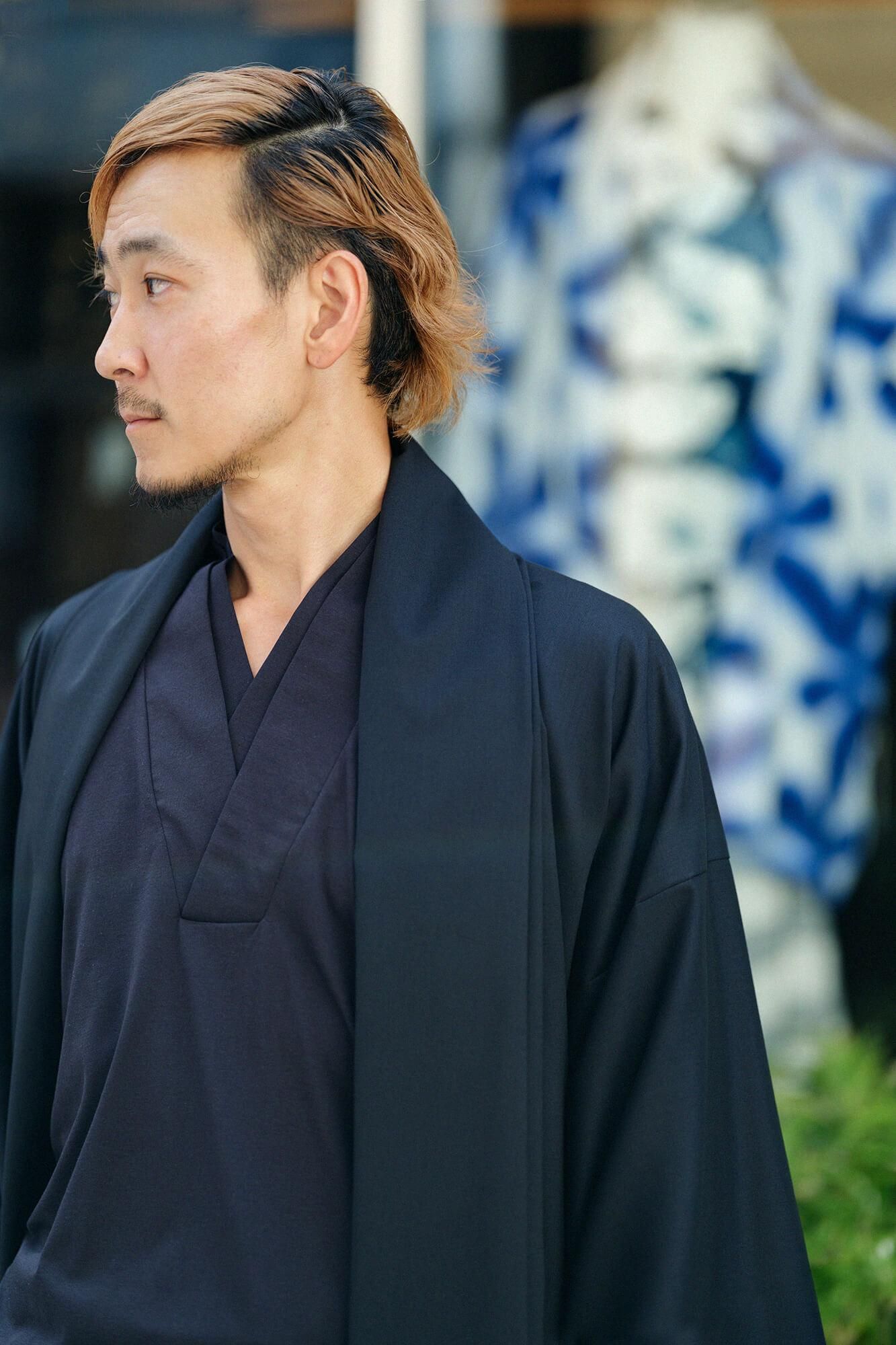 110雙線 超長棉半衿風靡/黑色